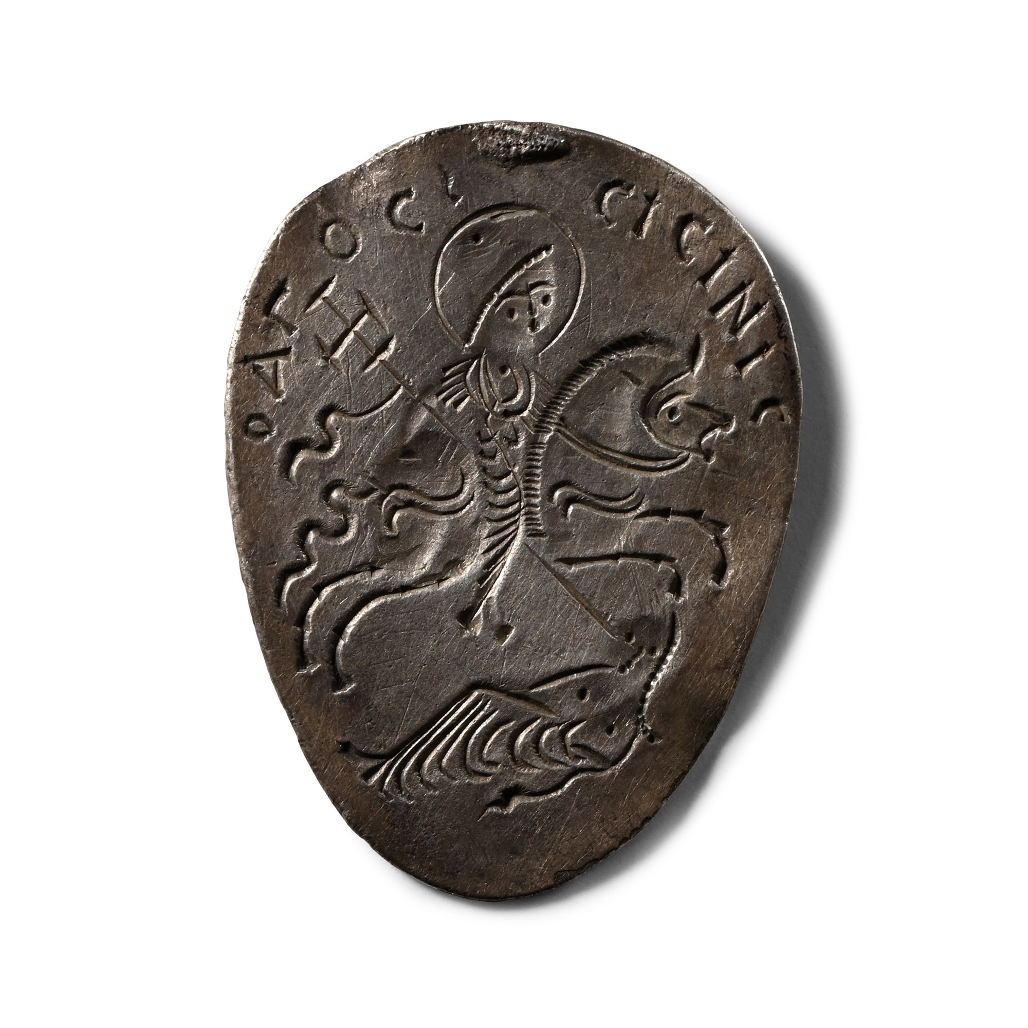 Byzantine Silver Magical Plaque with St. Sisinnius