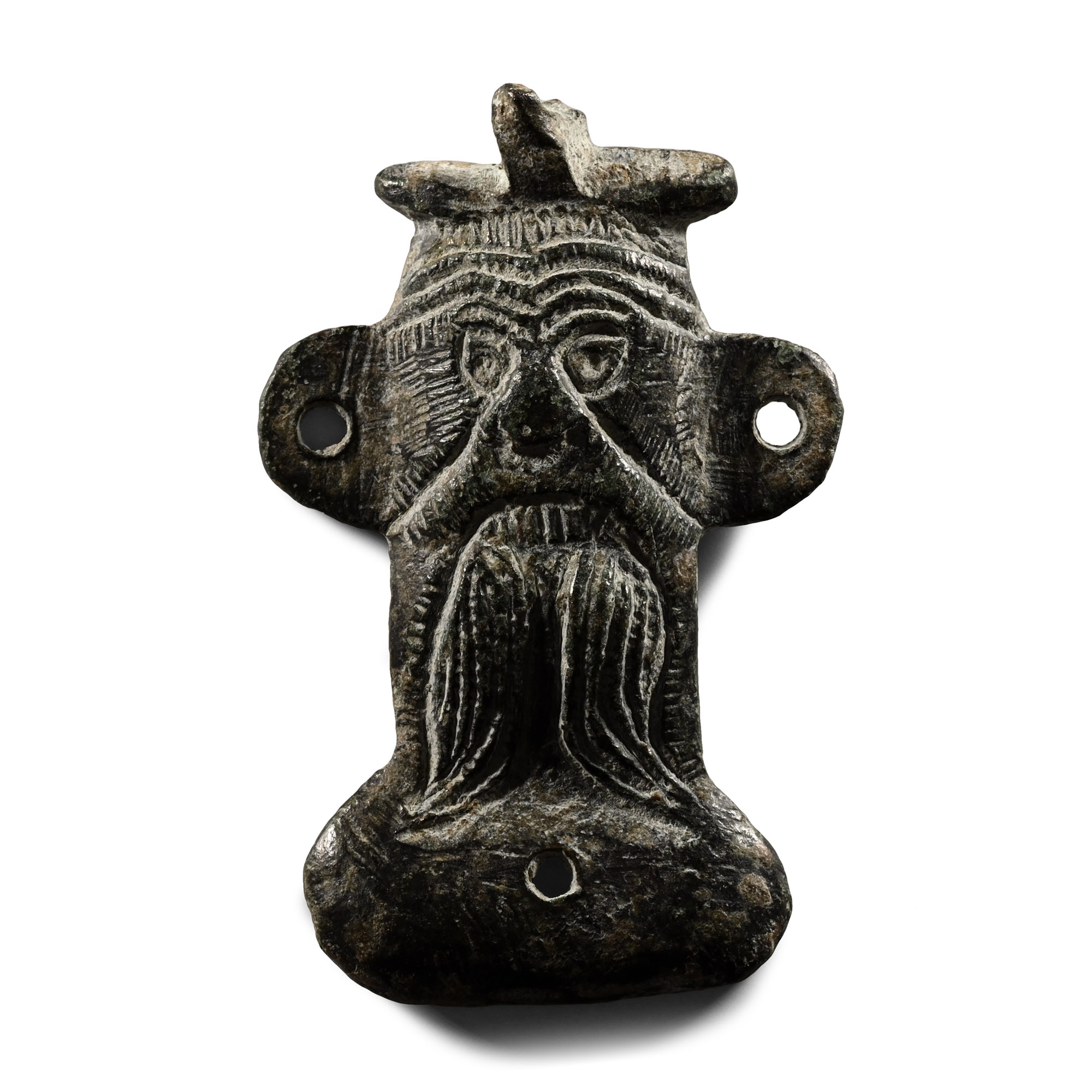 Medieval Bronze Mask Mount