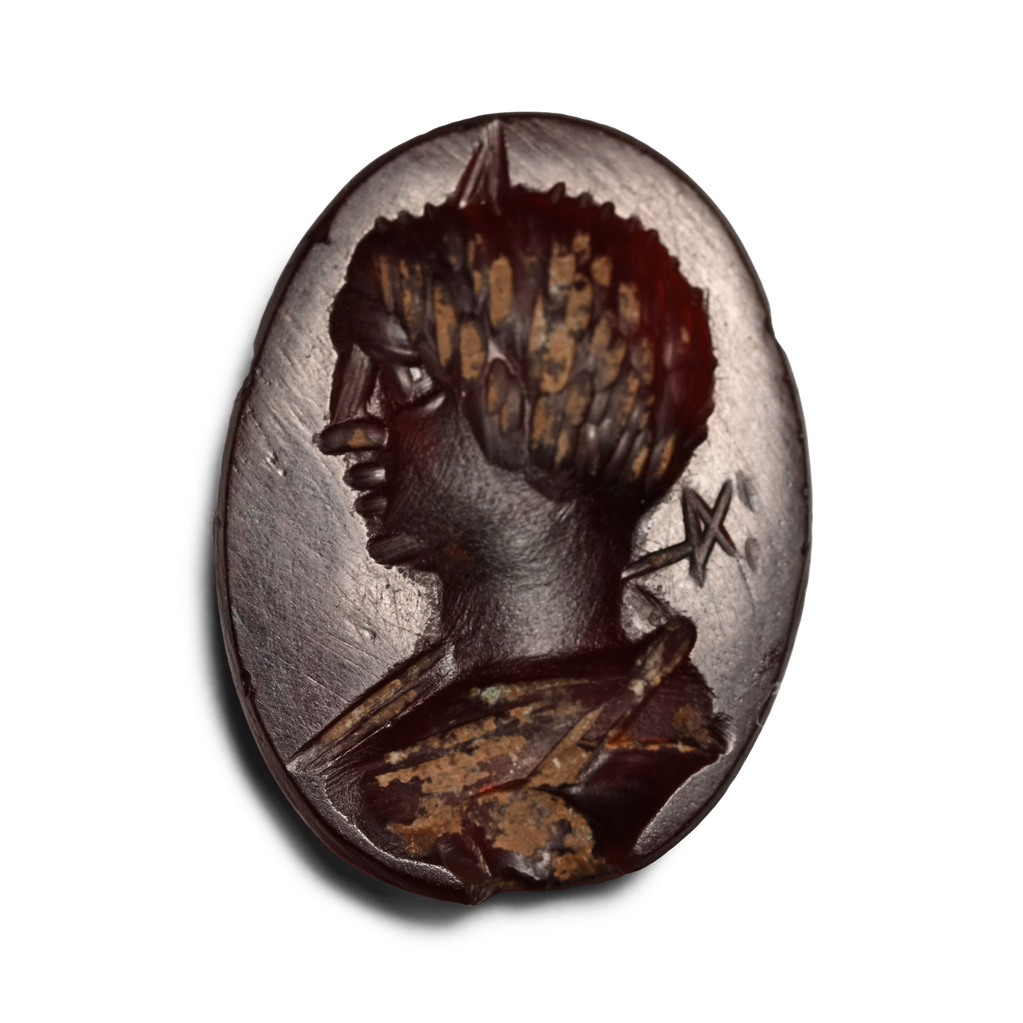 Roman Carnelian Bust of Mercury Gemstone