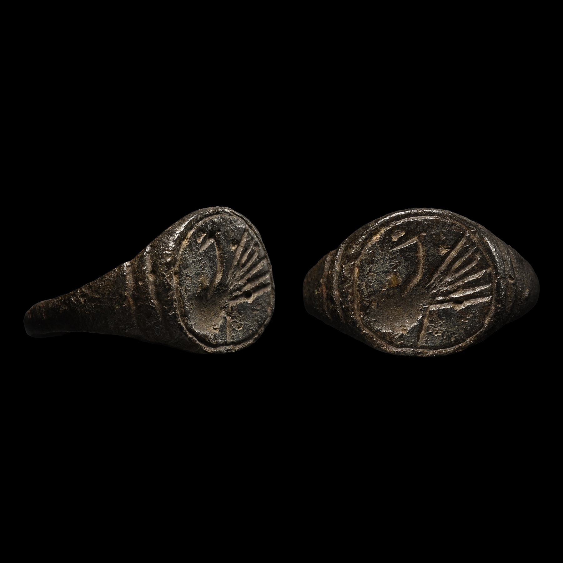Roman Bronze Ring with Swan