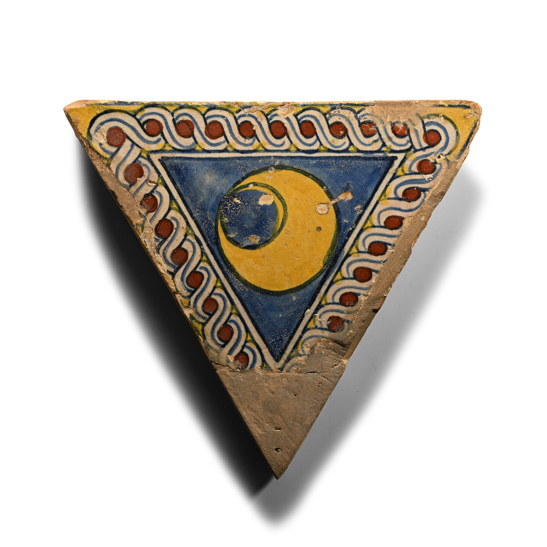 Post Medieval Siena Majolica Armorial Floor Tile from Piccolomini Library