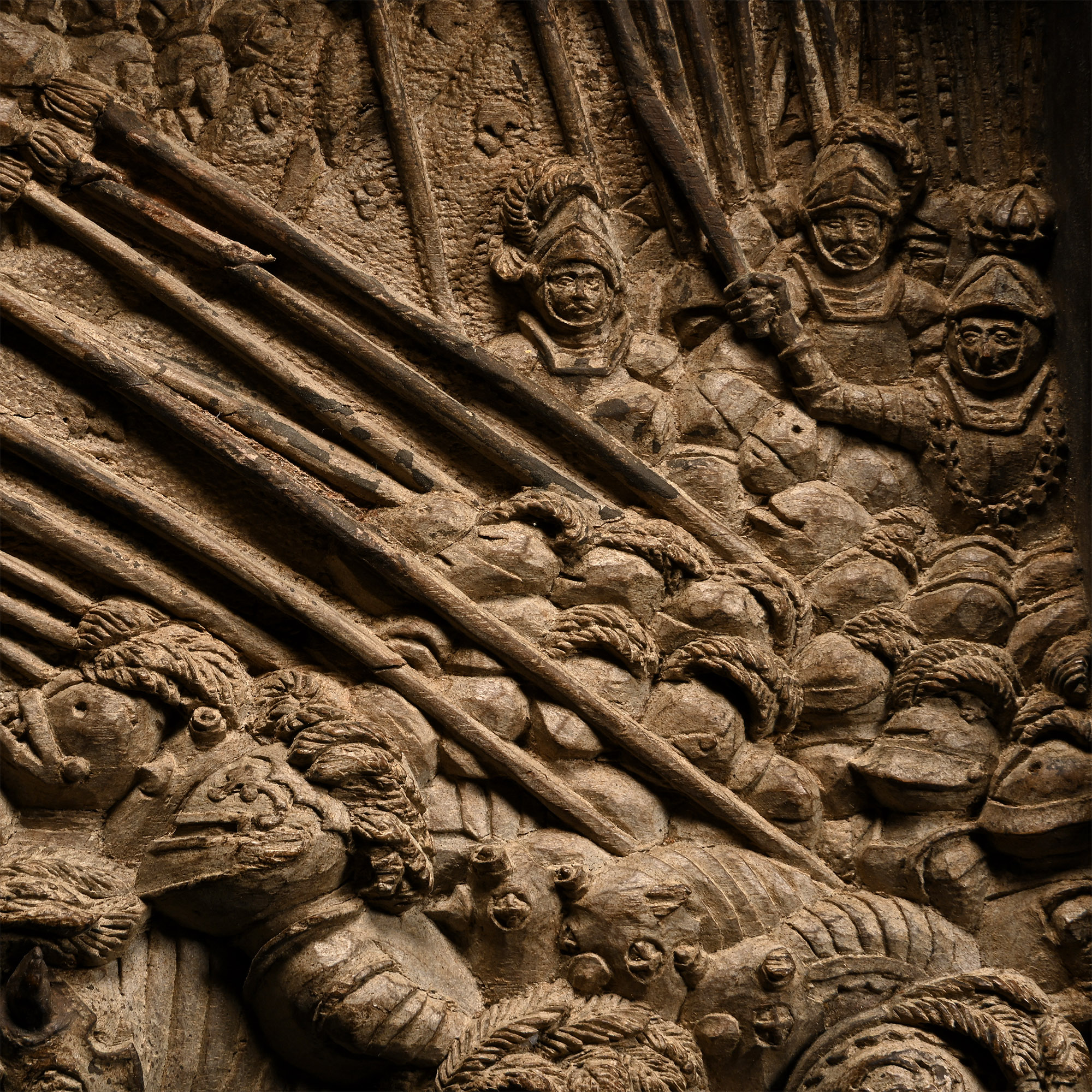 Post Medieval Walnut Relief Panel Depicting The Victory of Maximilian I and Henry VIII Over the French at The Battle of The Spurs