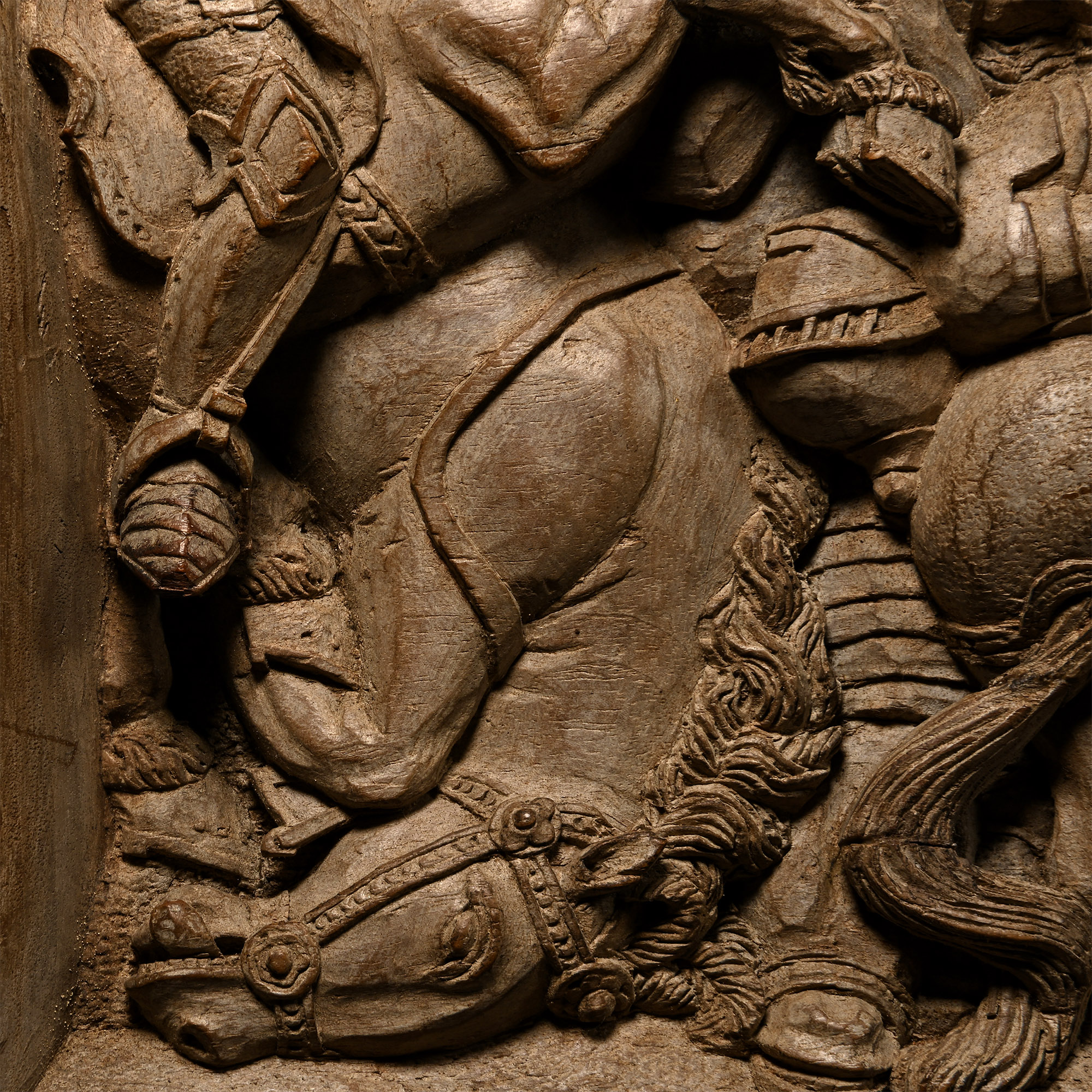 Post Medieval Walnut Relief Panel Depicting The Victory of Maximilian I and Henry VIII Over the French at The Battle of The Spurs