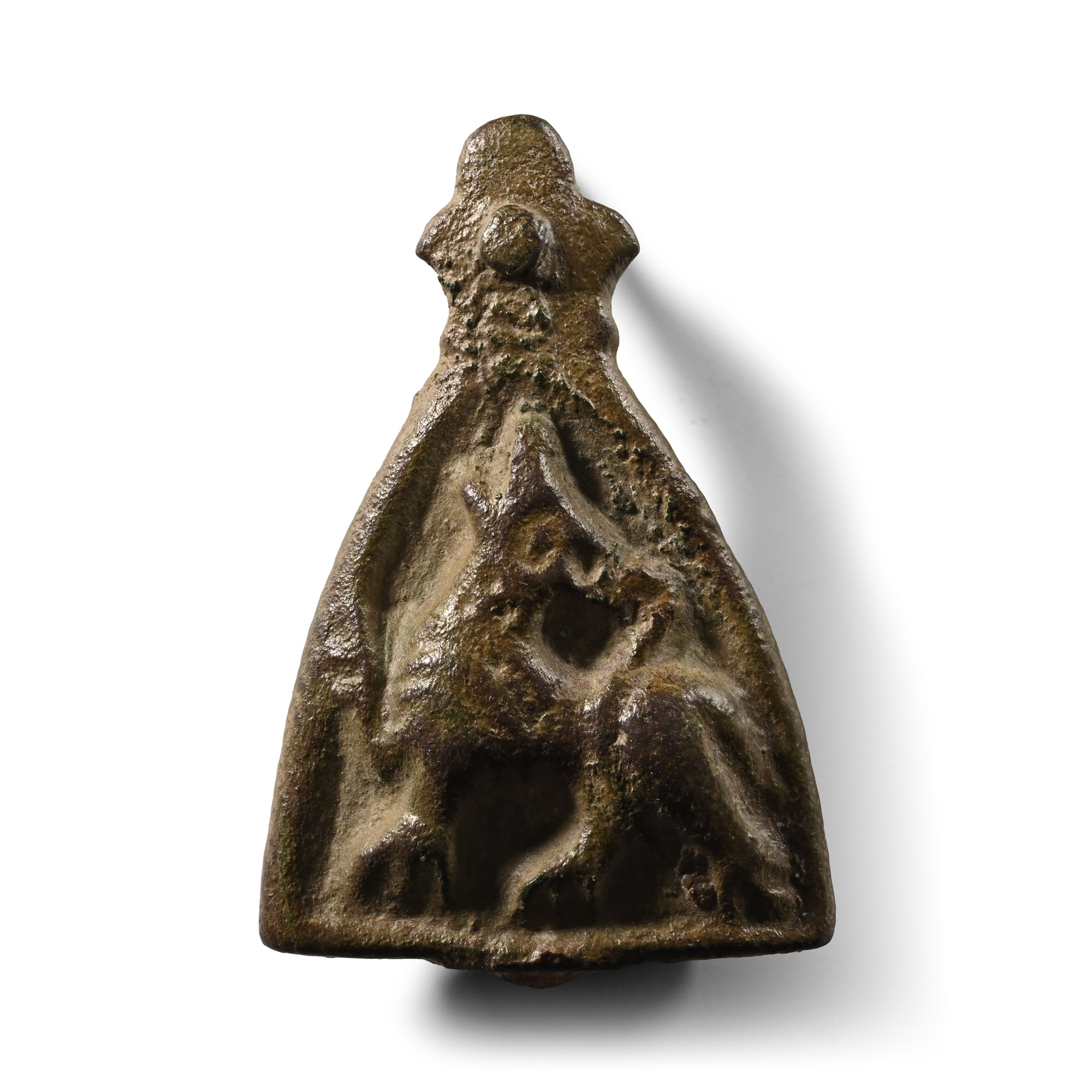 Anglo-Scandinavian Viking Bronze Stirrup Mount with Howling Beast