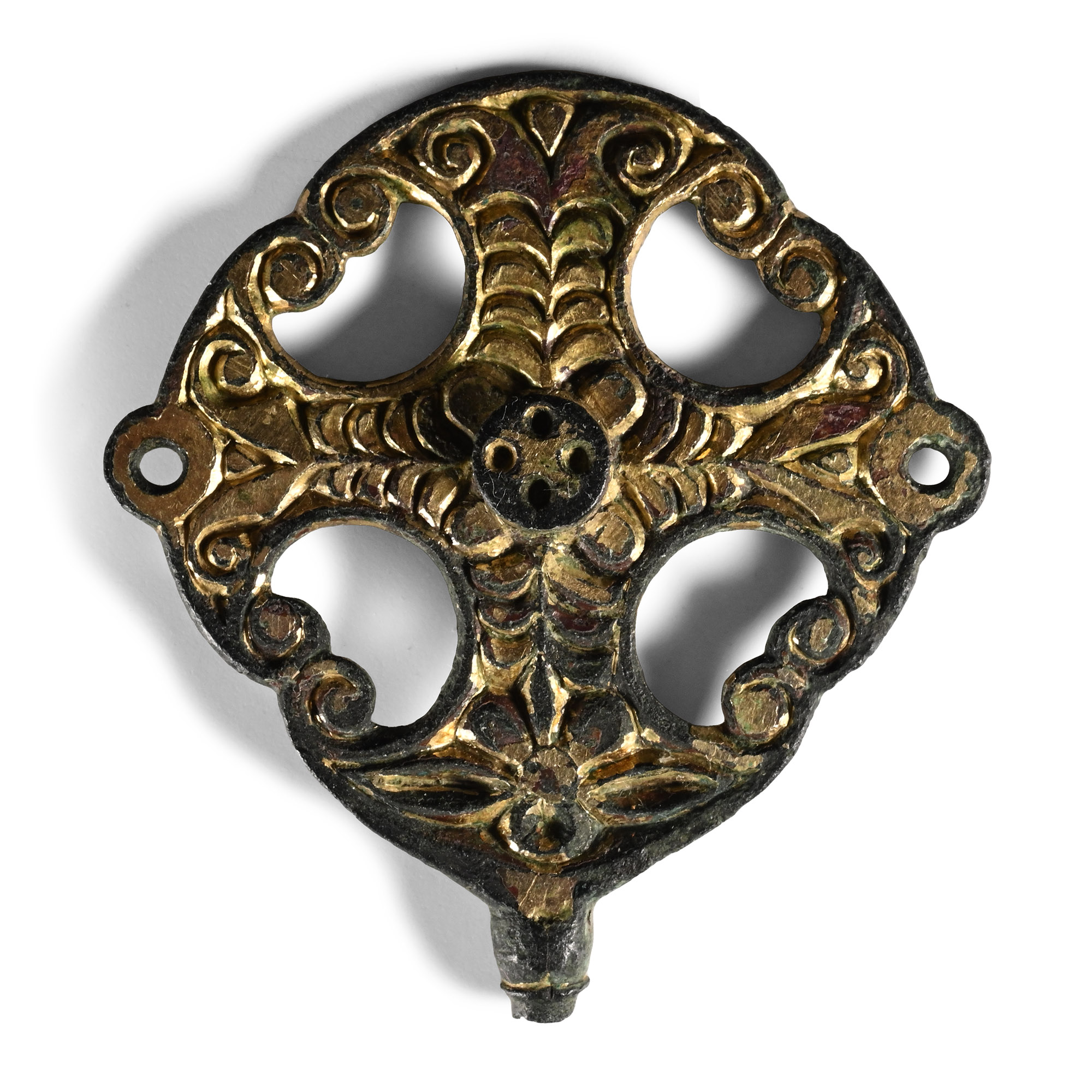 Anglo-Saxon Gilt Bronze Pin Terminal