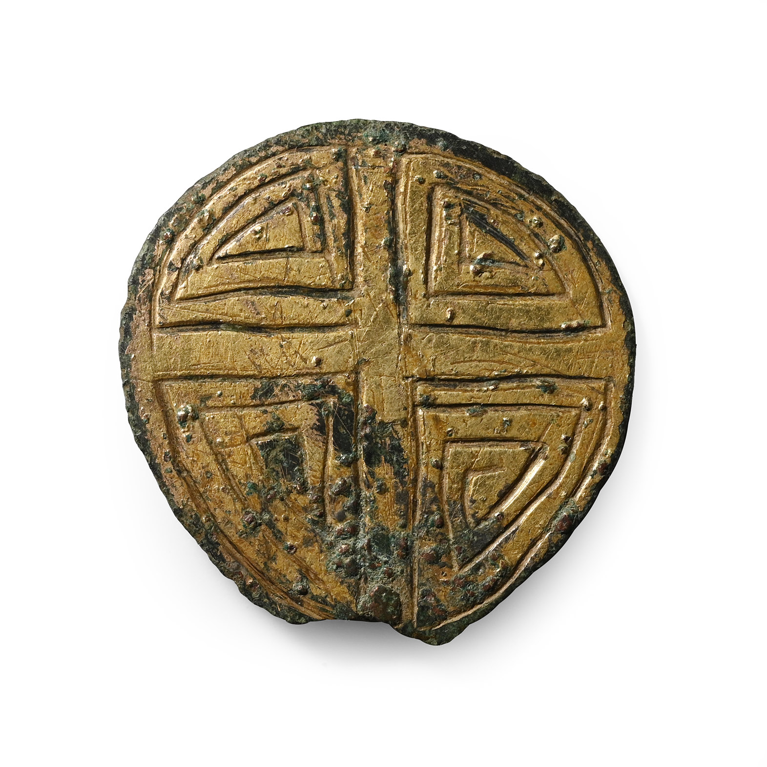Anglo-Saxon Gilt Bronze Pin Terminal
