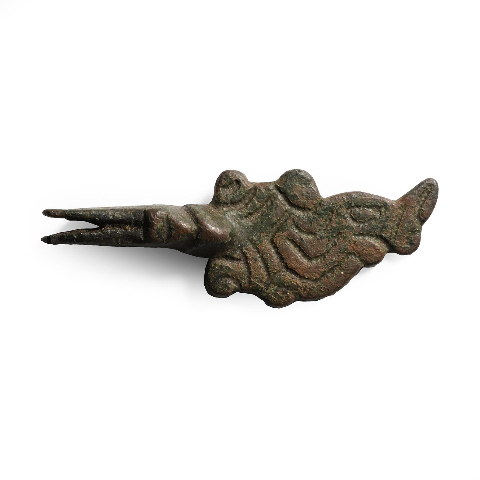 Anglo-Scandinavian Viking Bronze Wolf-Head Strap End