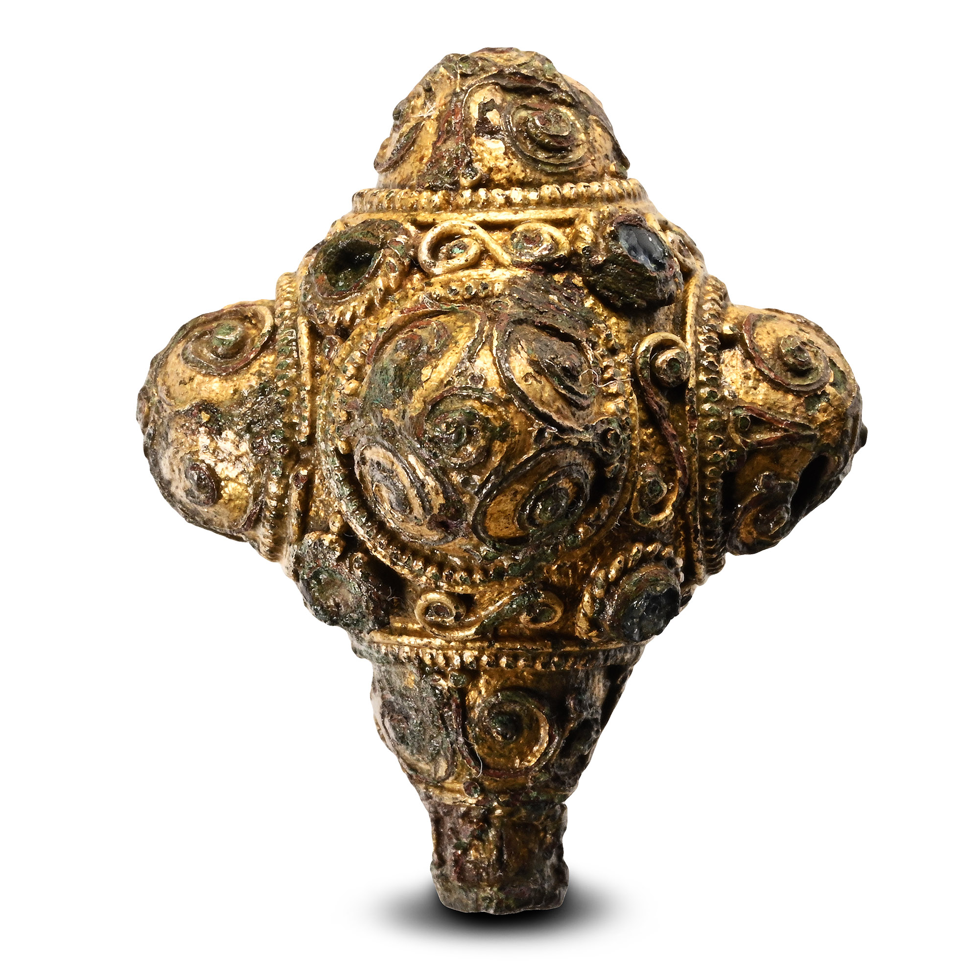 'The Kelling' Anglo-Saxon Gilt Bronze Jewelled Ball Pinhead