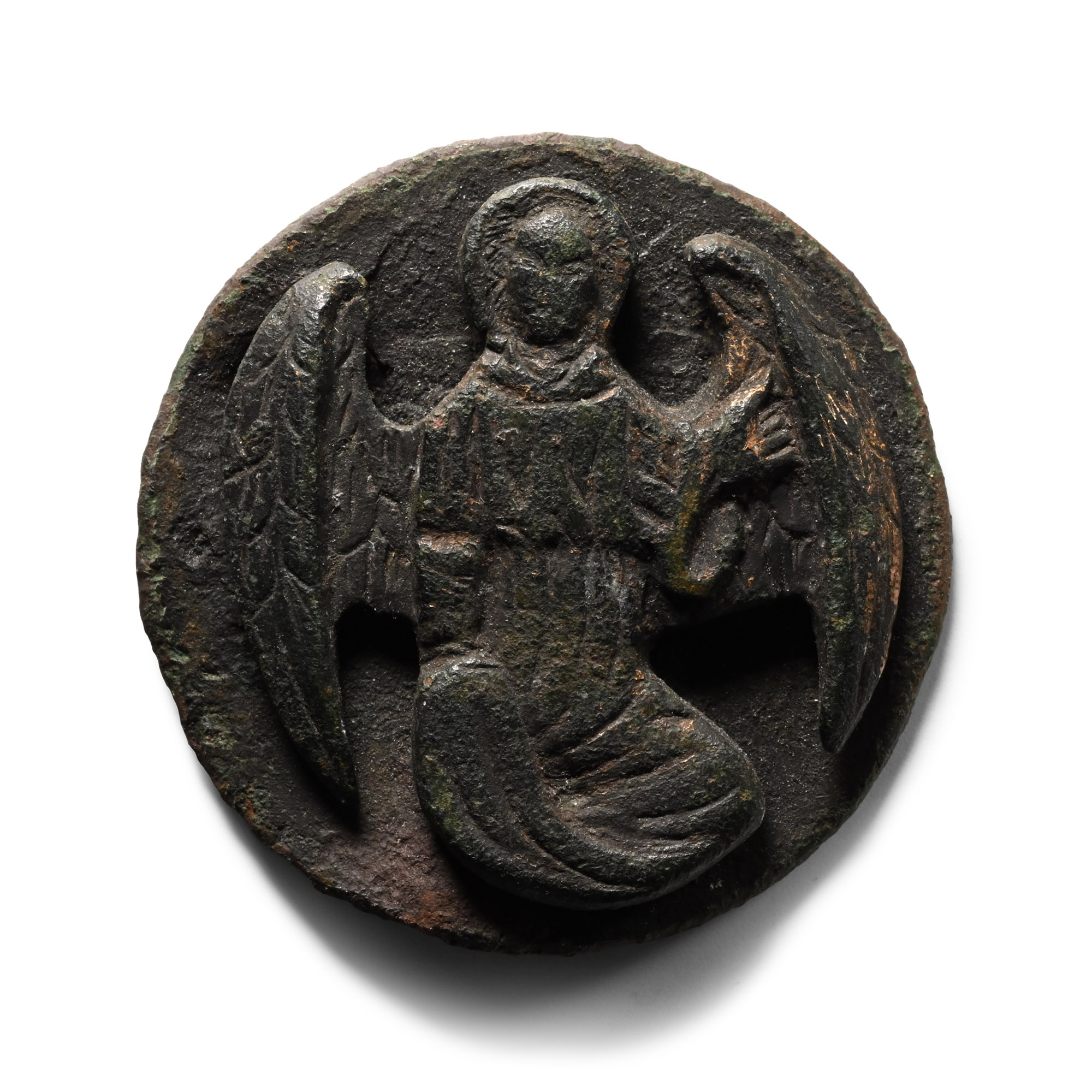 Medieval Bifacial Gilt Bronze Altar Cross Mount
