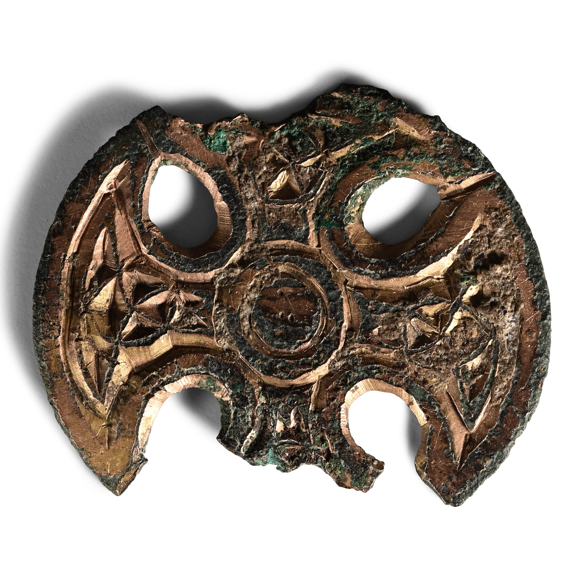 Anglo-Saxon Gilt Bronze Dress Pin Head