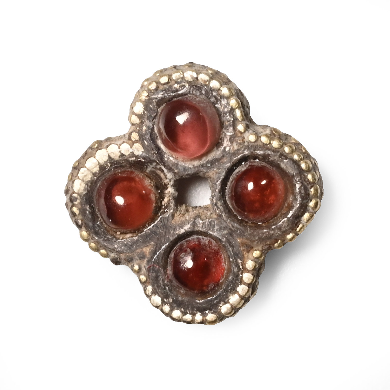 Medieval Gold Quatrefoil Mount with Garnet