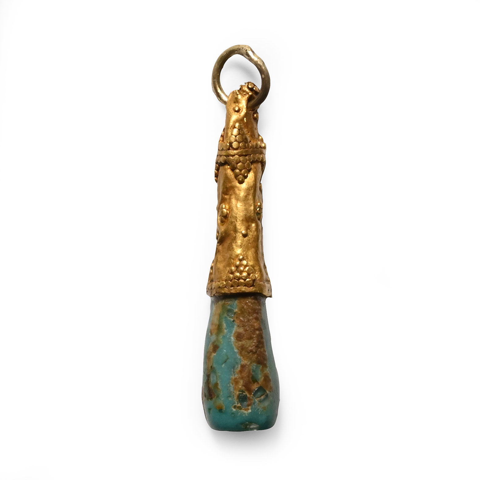 Western Asiatic Club-Shaped Pendant with Turquoise
