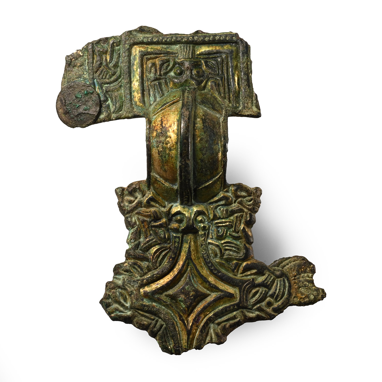 Anglo-Saxon Gilt Bronze Great Square-Headed Brooch Fragment
