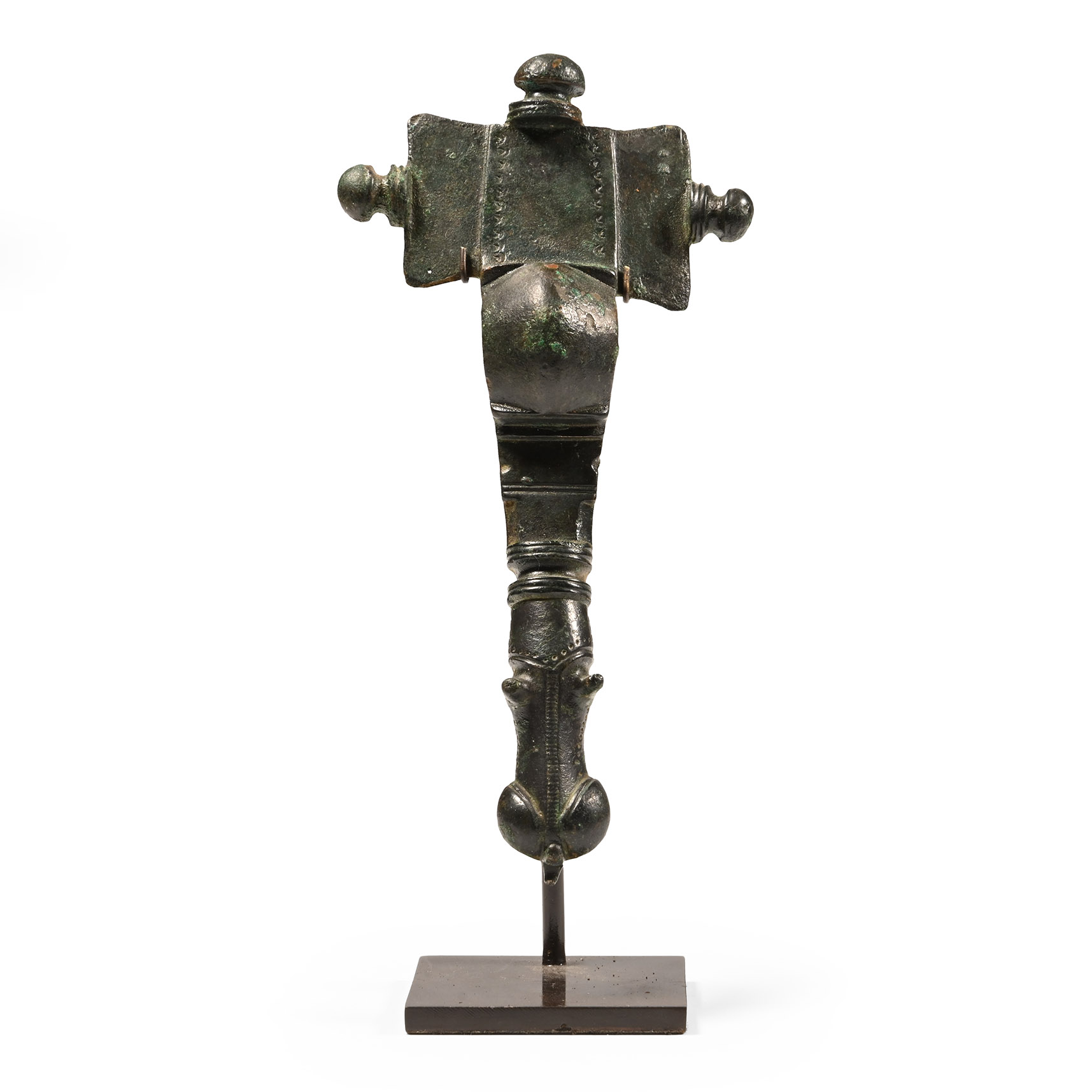 Anglo-Saxon Bronze Cruciform Brooch with Horse-Head Terminal