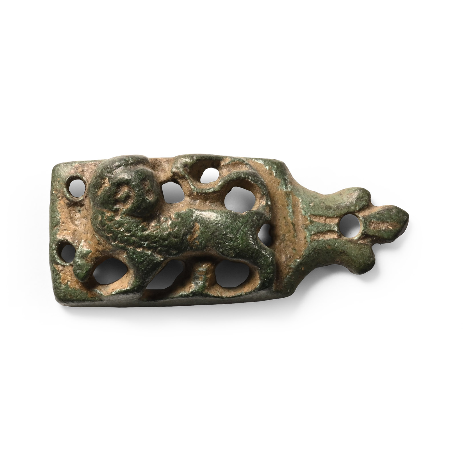 Medieval Gilt Bronze Mount with Lion