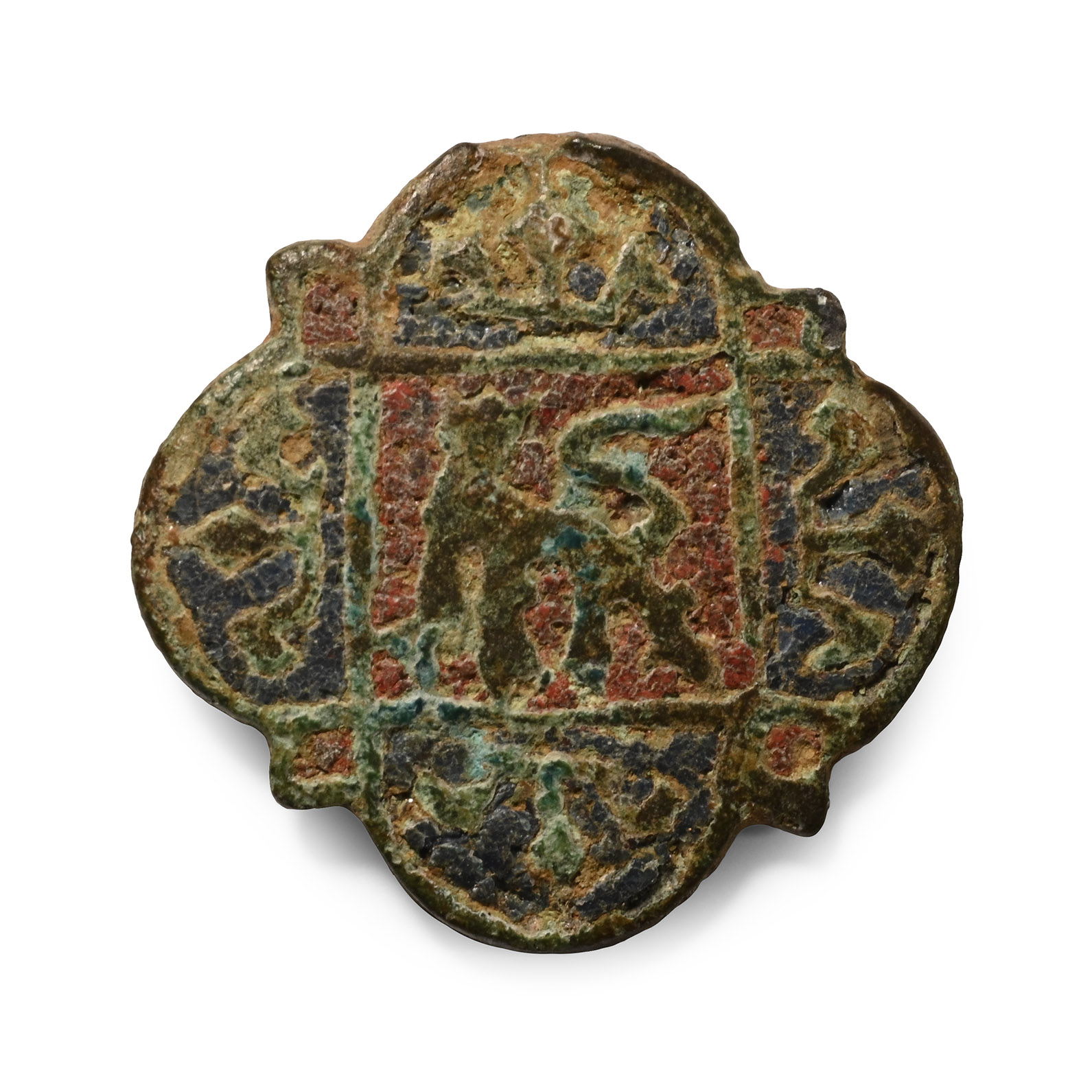 Medieval Enamelled Bronze Knight's Heraldic Horse Harness Pendant