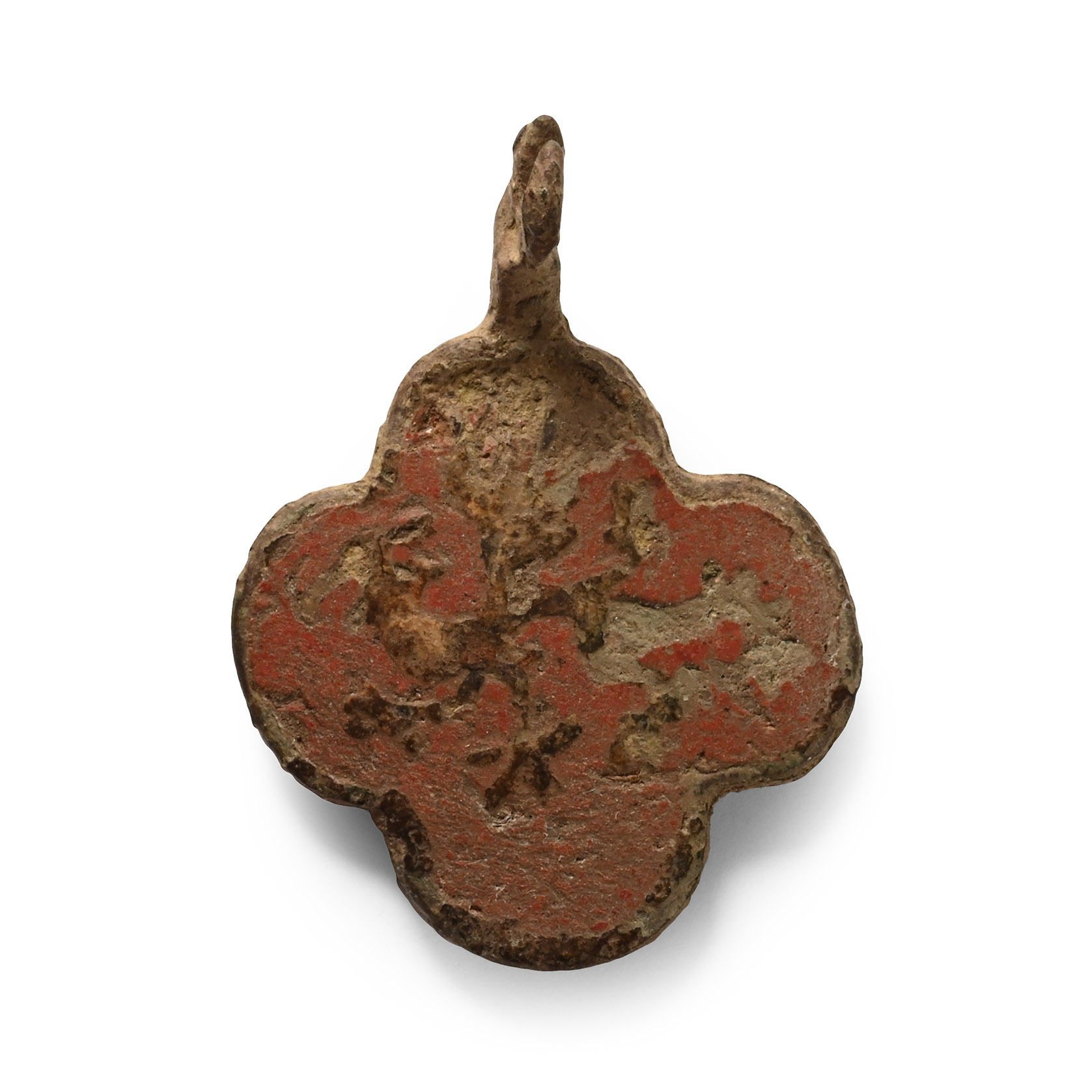 Medieval Enamelled Bronze Knight's Heraldic Horse Harness Pendant with Griffin