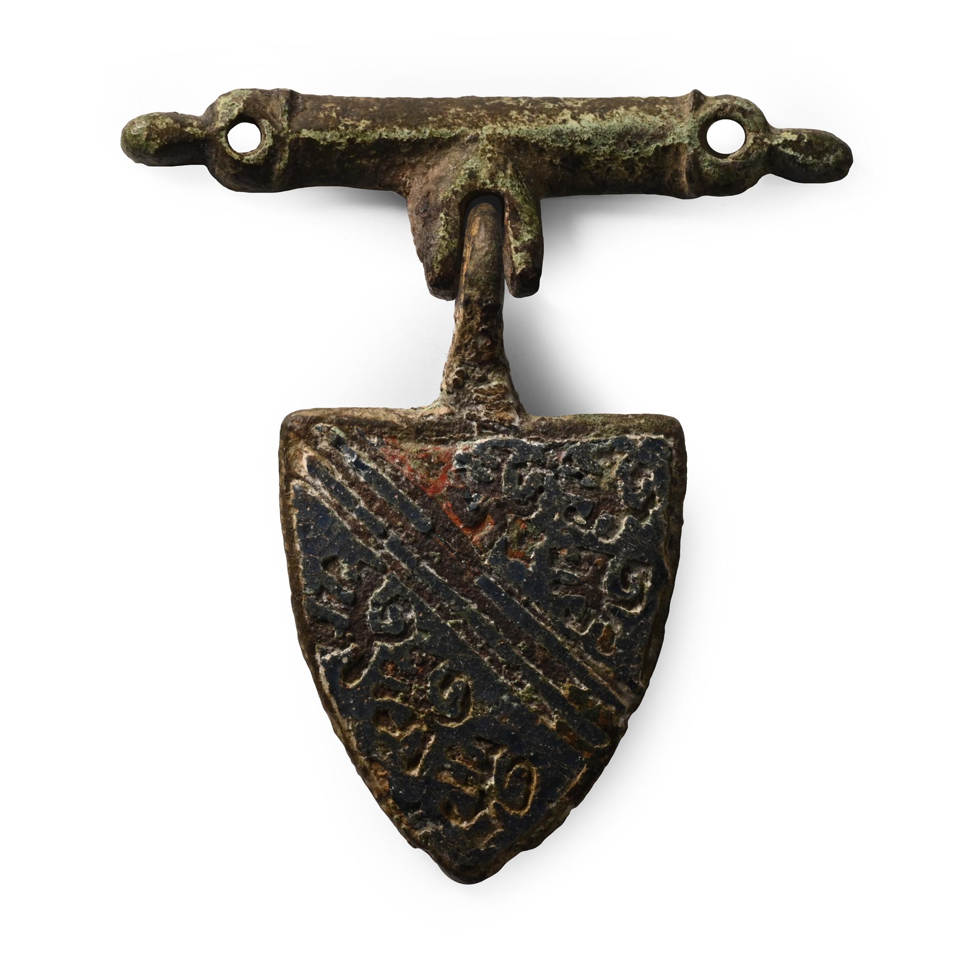 Medieval Enamelled De Bohun Bronze Knight's Heraldic Horse Harness Pendant
