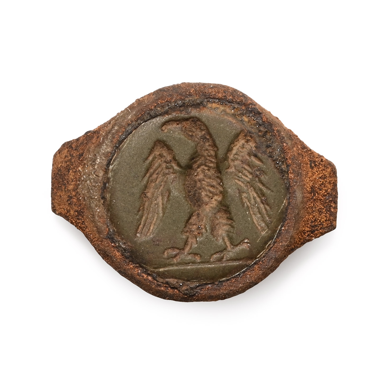 Roman Eagle Gemstone in Remains of Bronze Ring