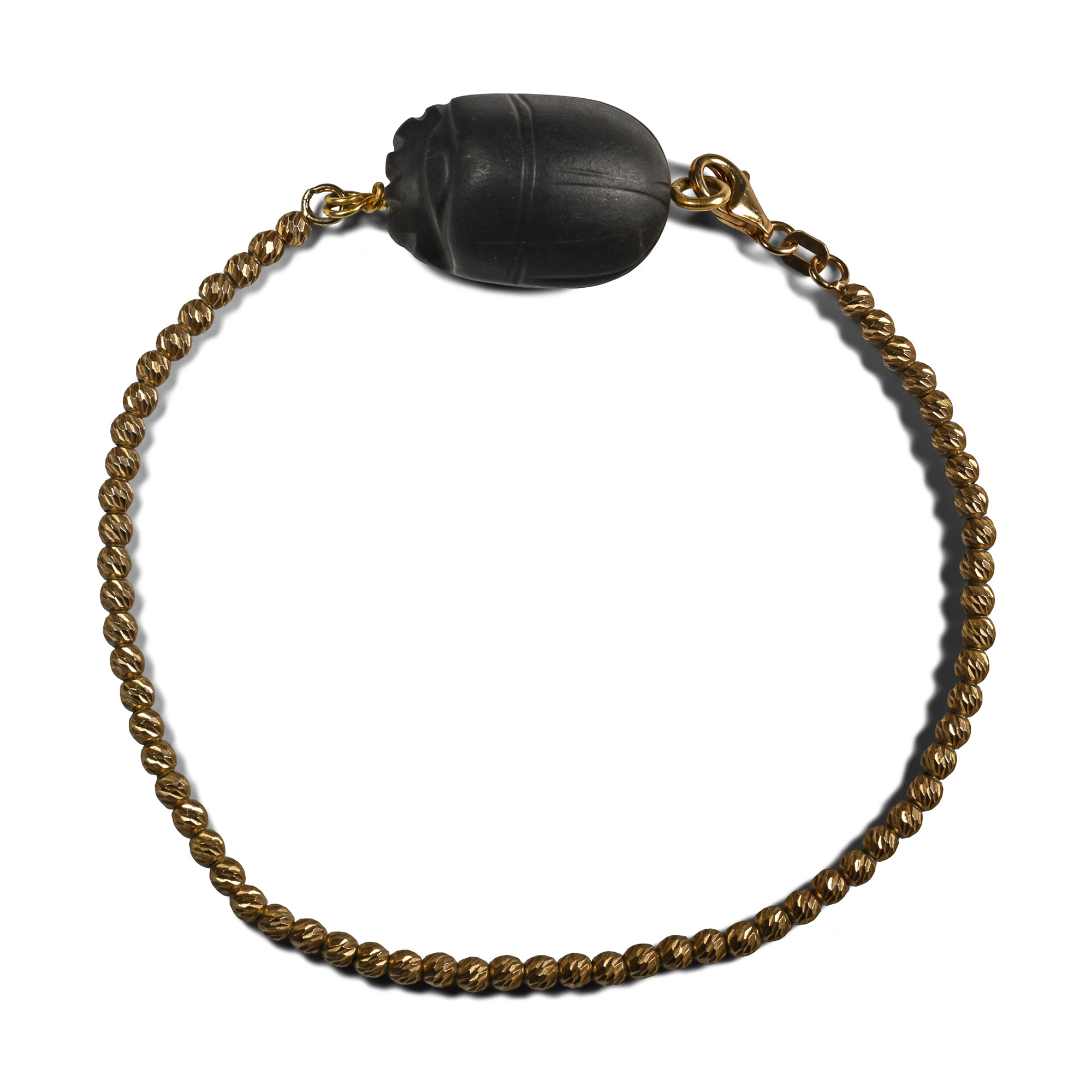 Egyptian Hardstone Scarab in Gold Bracelet