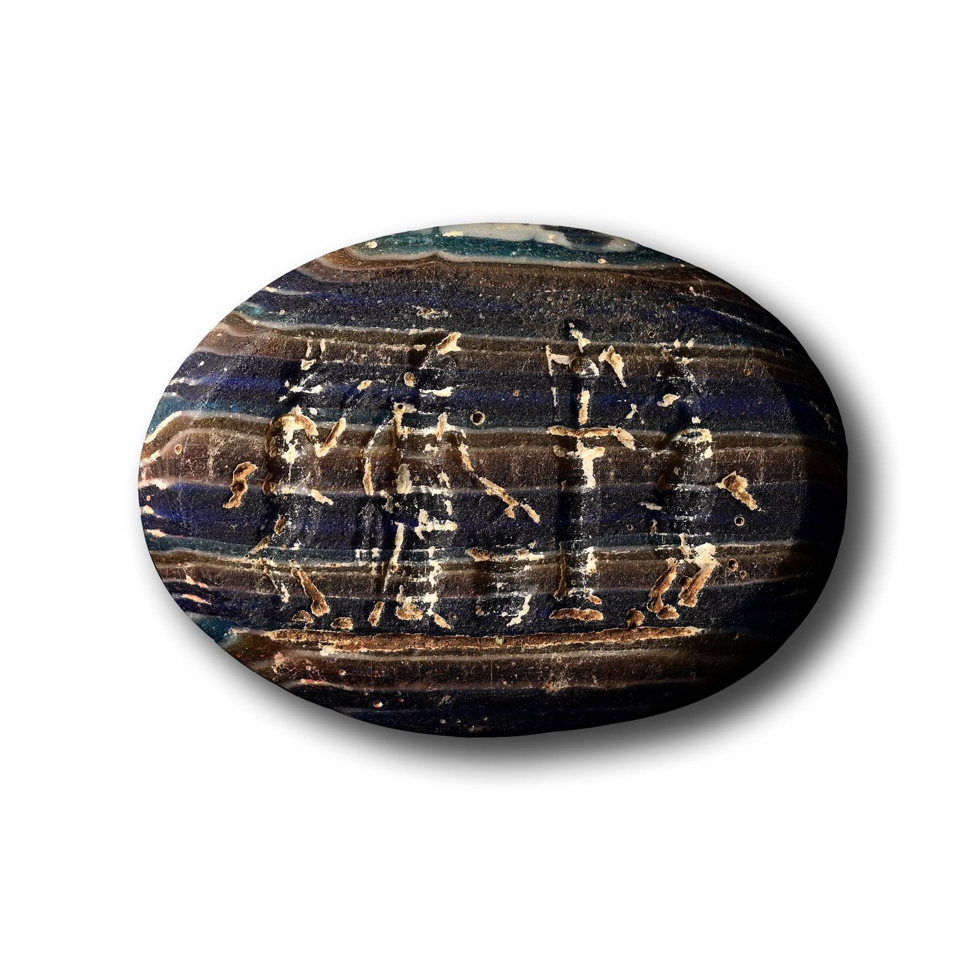 Roman Glass Intaglio with Scenic Group