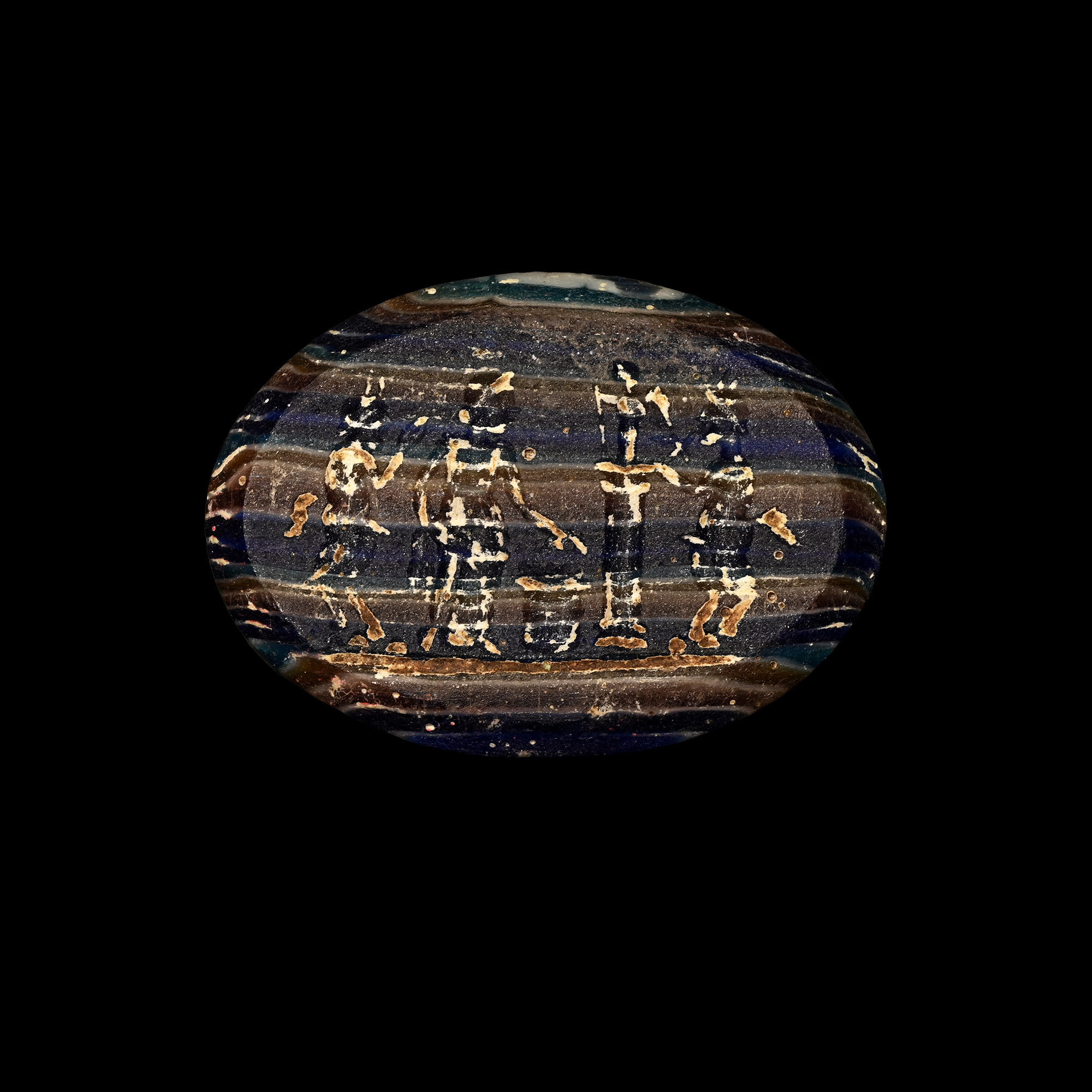 Roman Glass Intaglio with Scenic Group