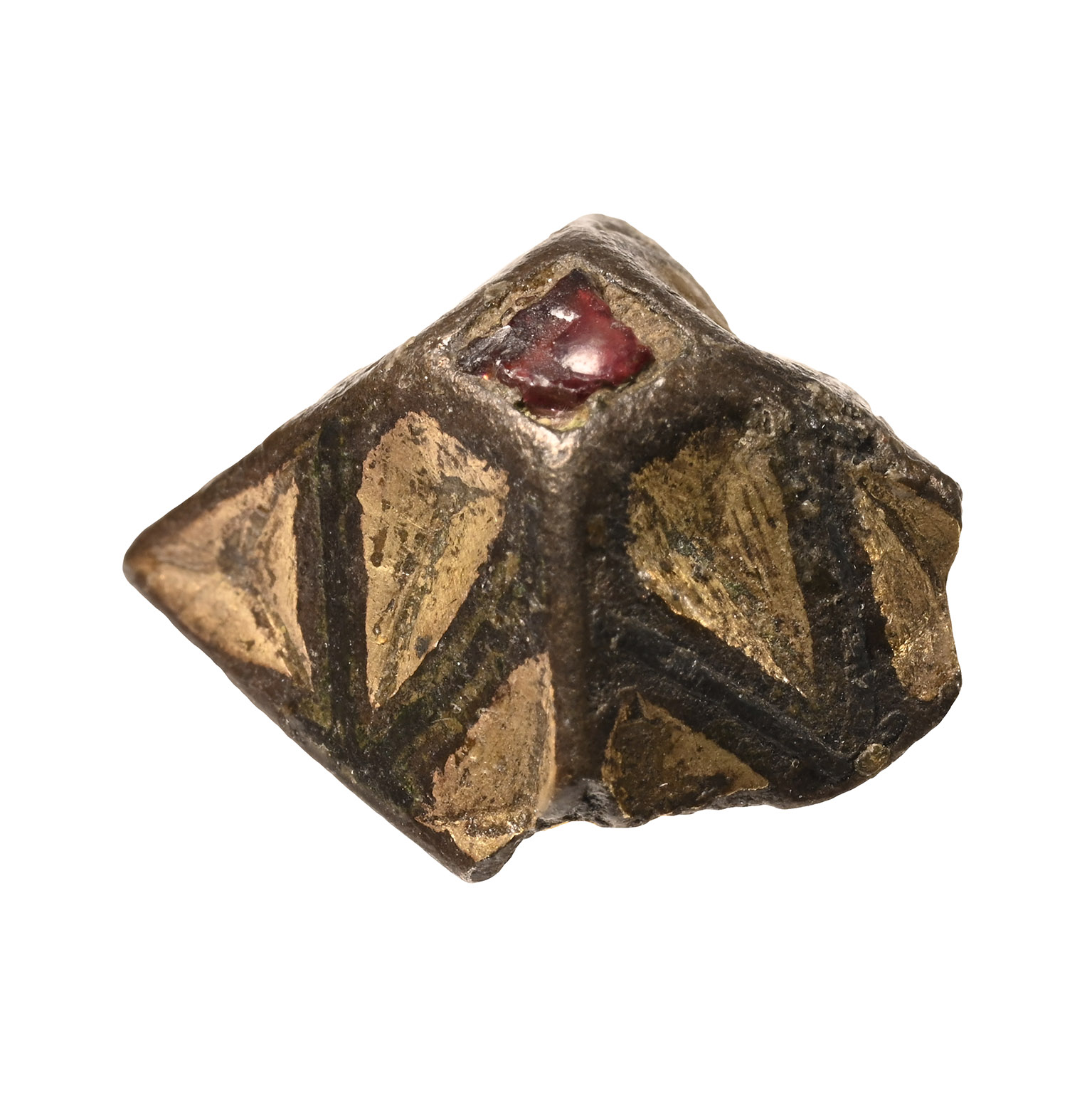Anglo-Saxon Silvered Bronze Sword Scabbard Pyramid Mount