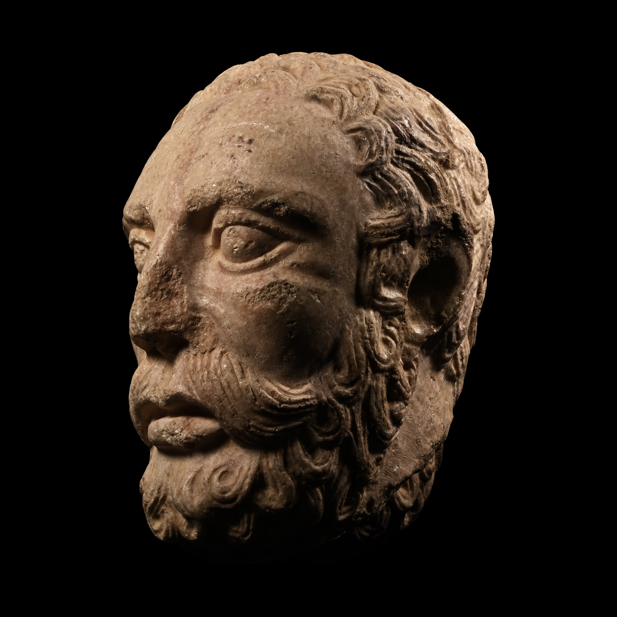 Medieval Romanesque Marble Head of a Saint