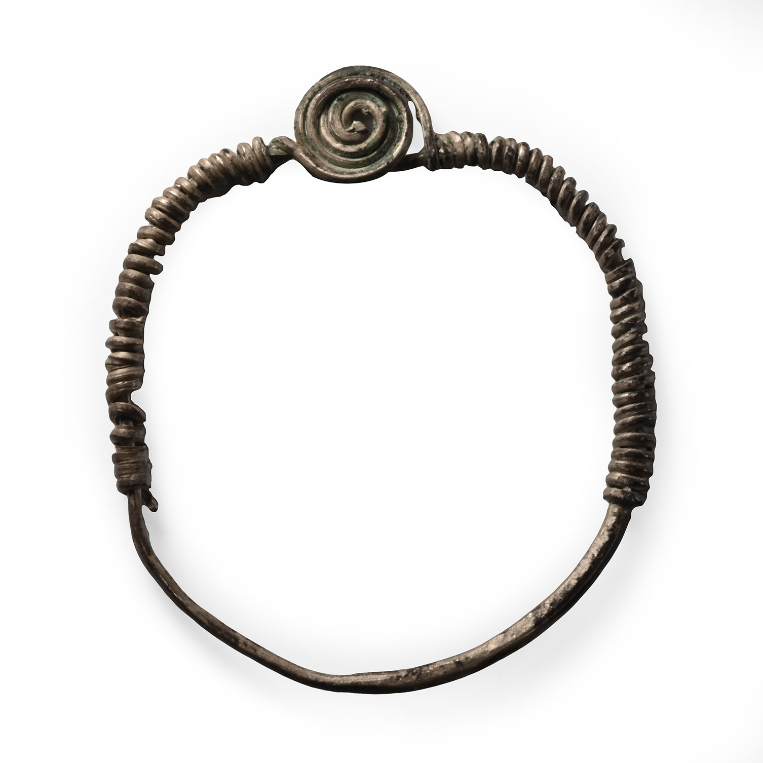 Saxon Silver Bracelet with Coiled Bezel