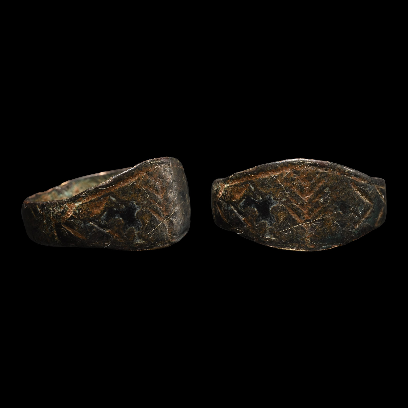 Roman Bronze Ring with Palm Branch