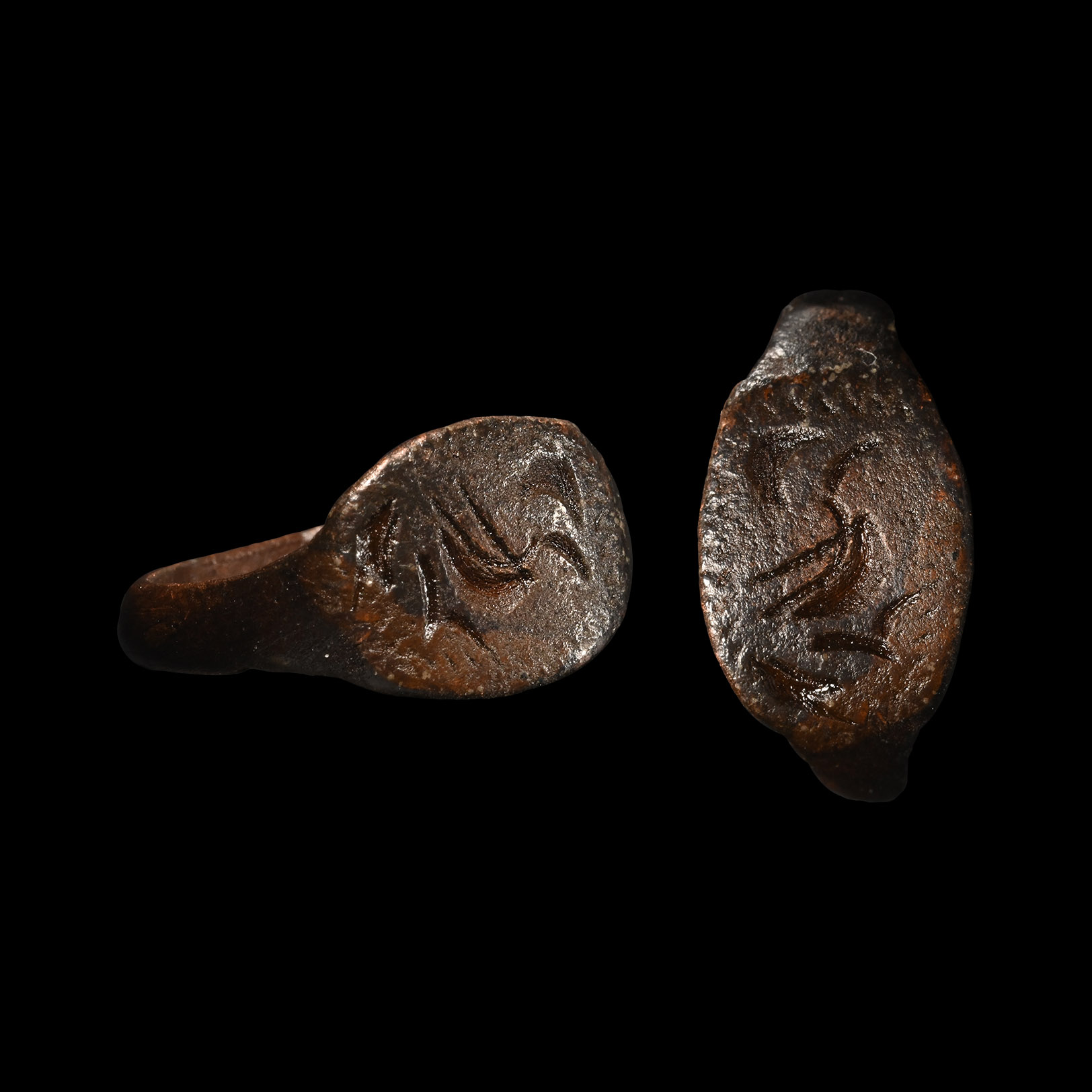 Byzantine Bronze Ring with Bird