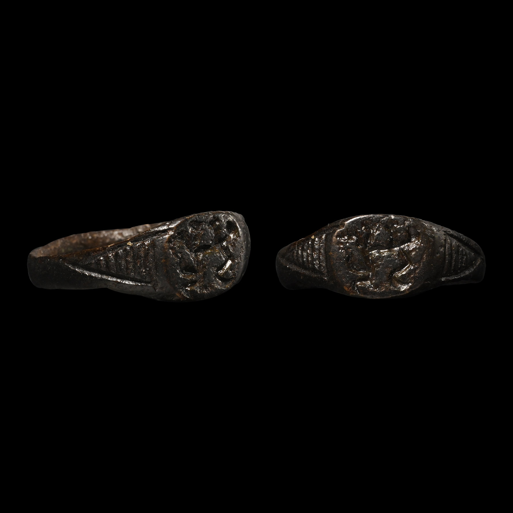 Medieval Bronze Ring with Prancing Lion