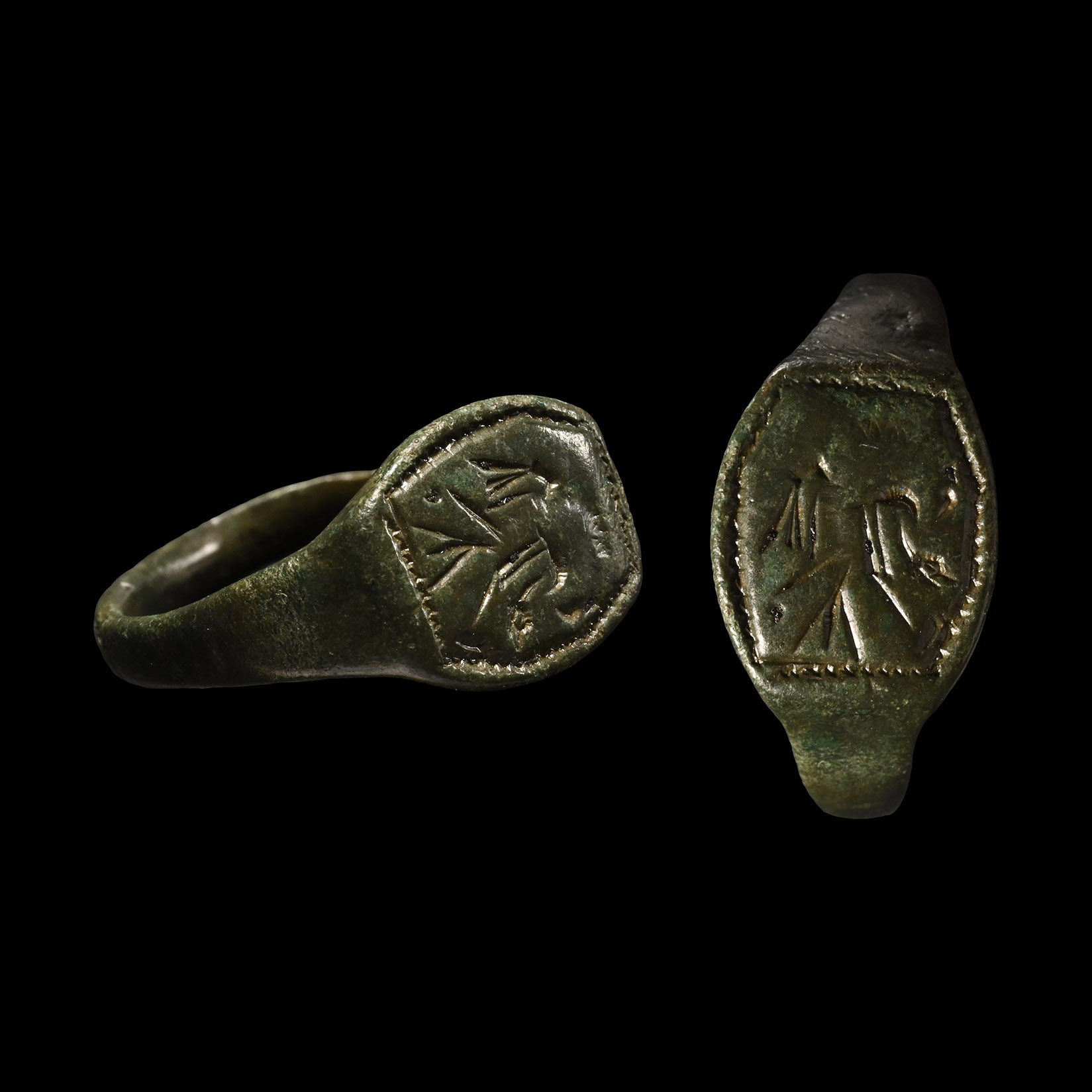 Medieval Bronze Ring with Bird