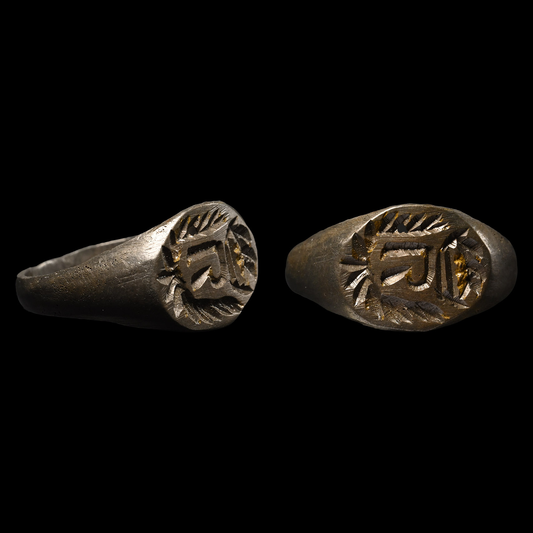 Post Medieval Bronze Ring with Crowned R