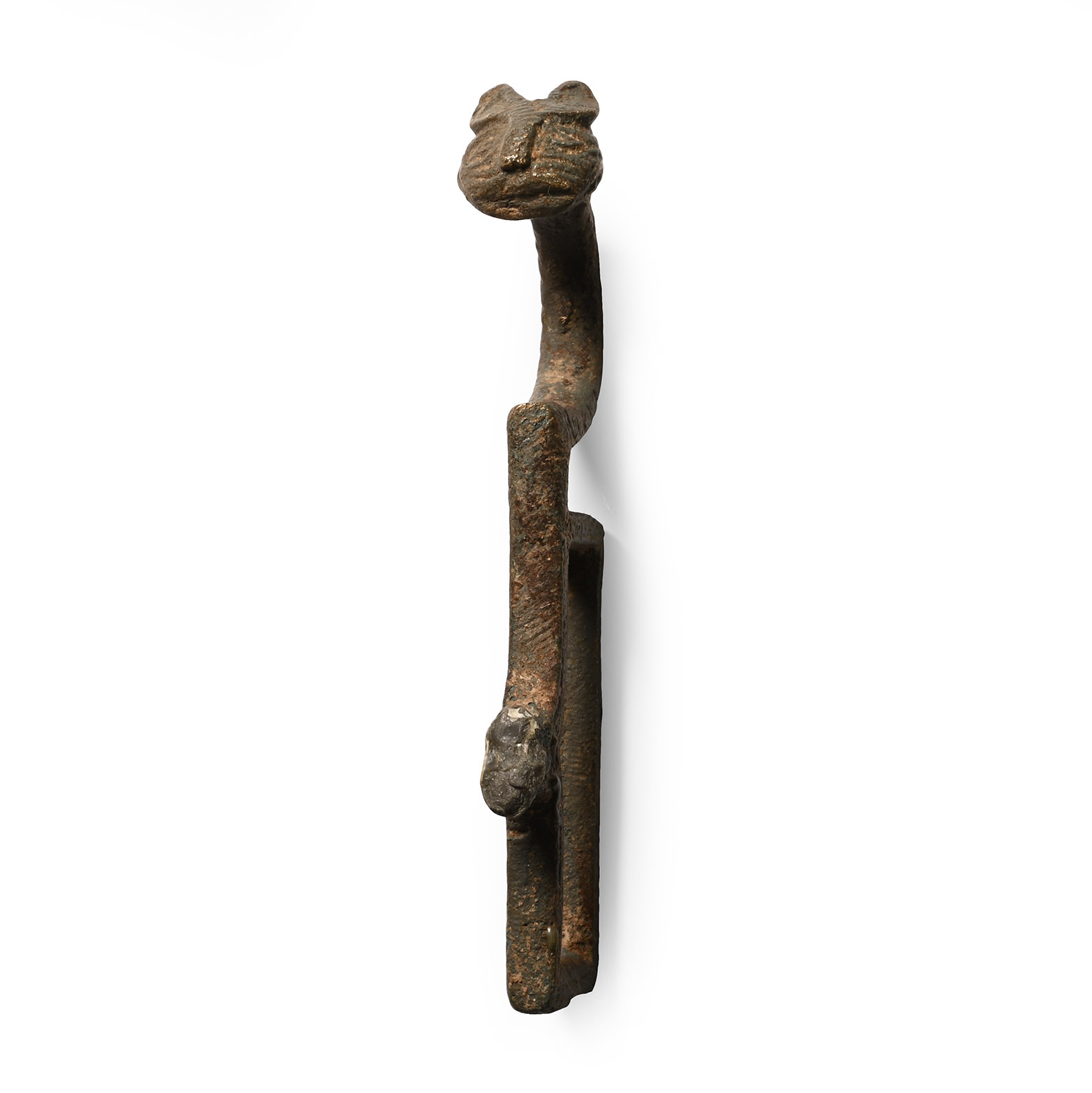 Medieval Bronze Fitting with Lion Finial