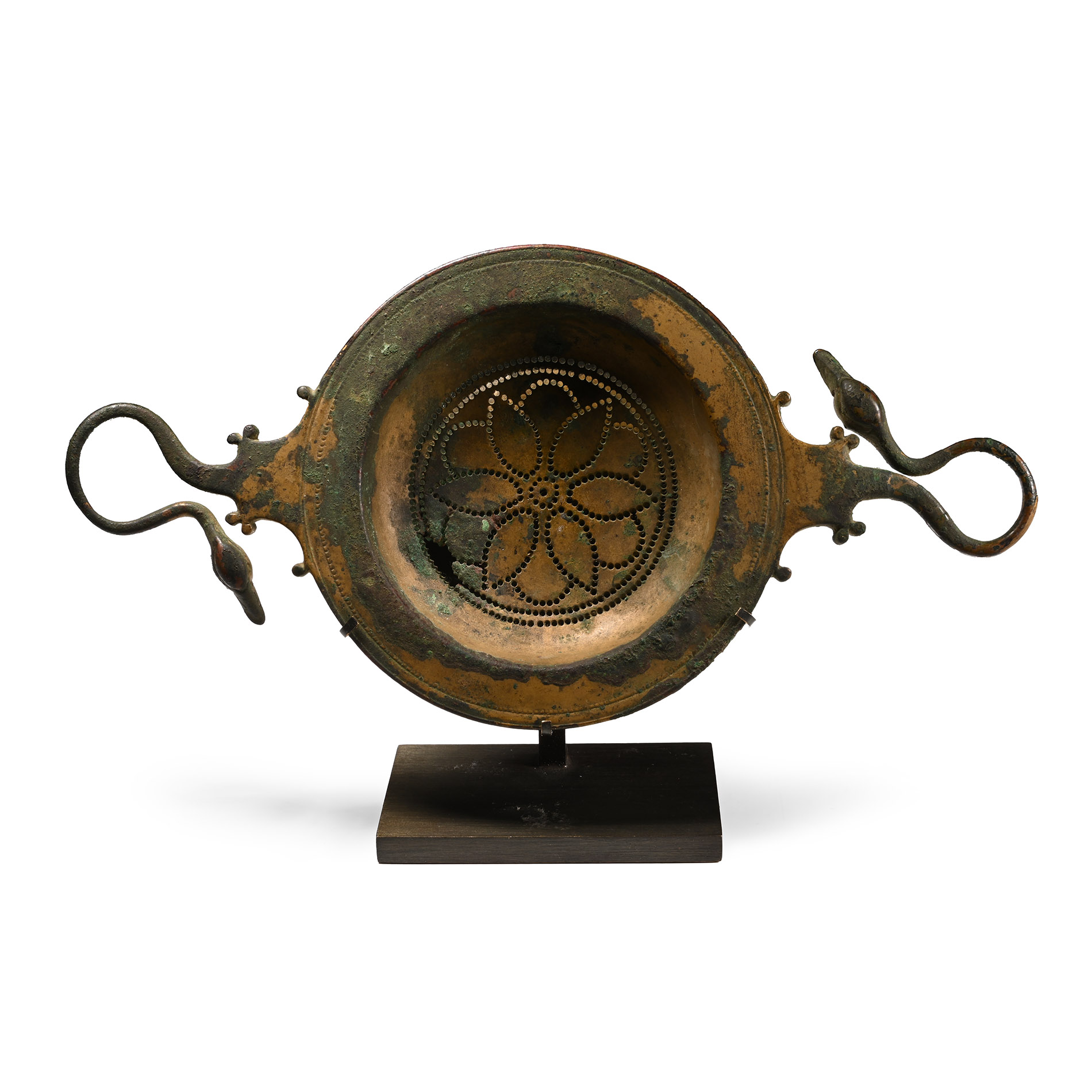 Greek Bronze Wine Strainer with Swan-Head Handles