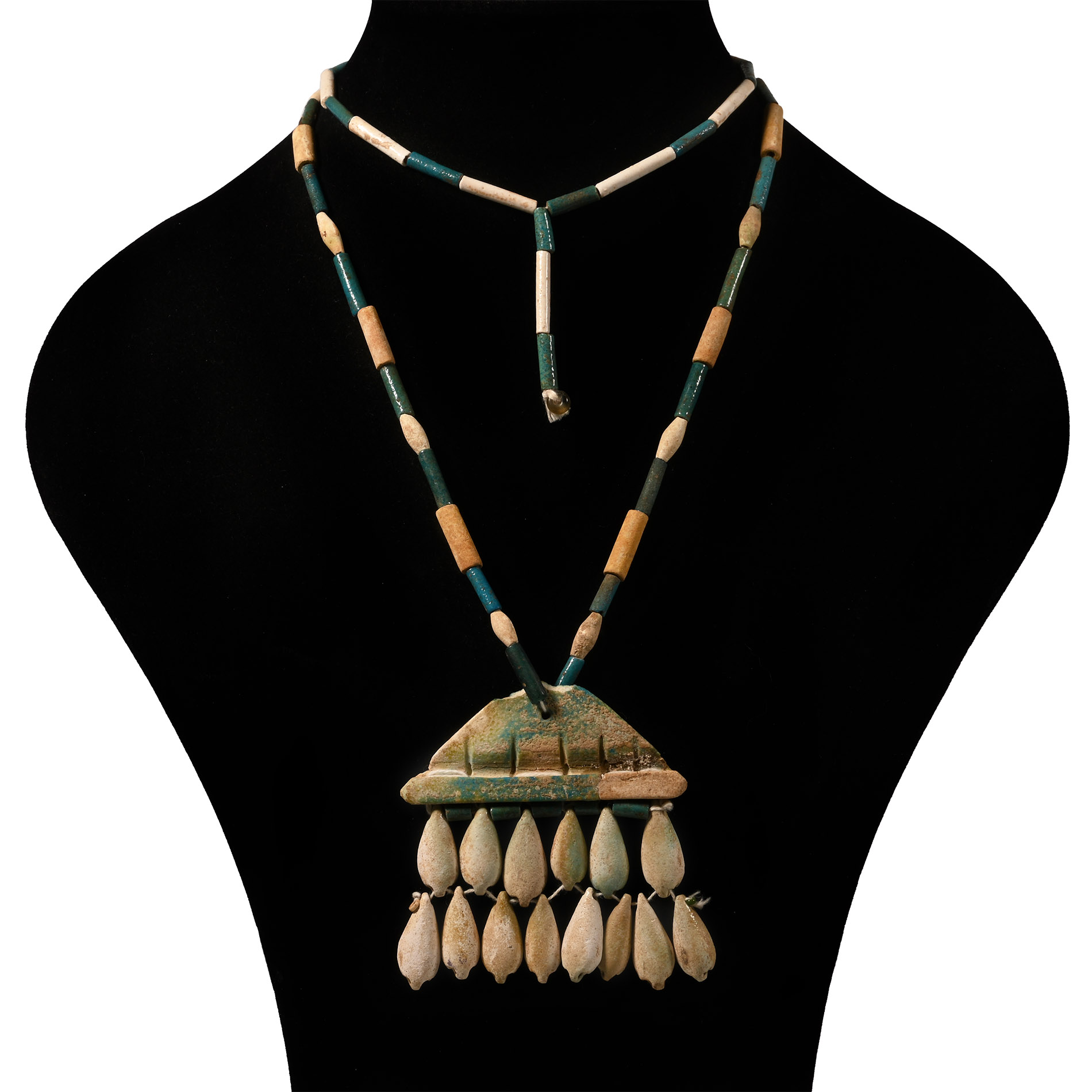 Egyptian Faience Necklace with Pendant