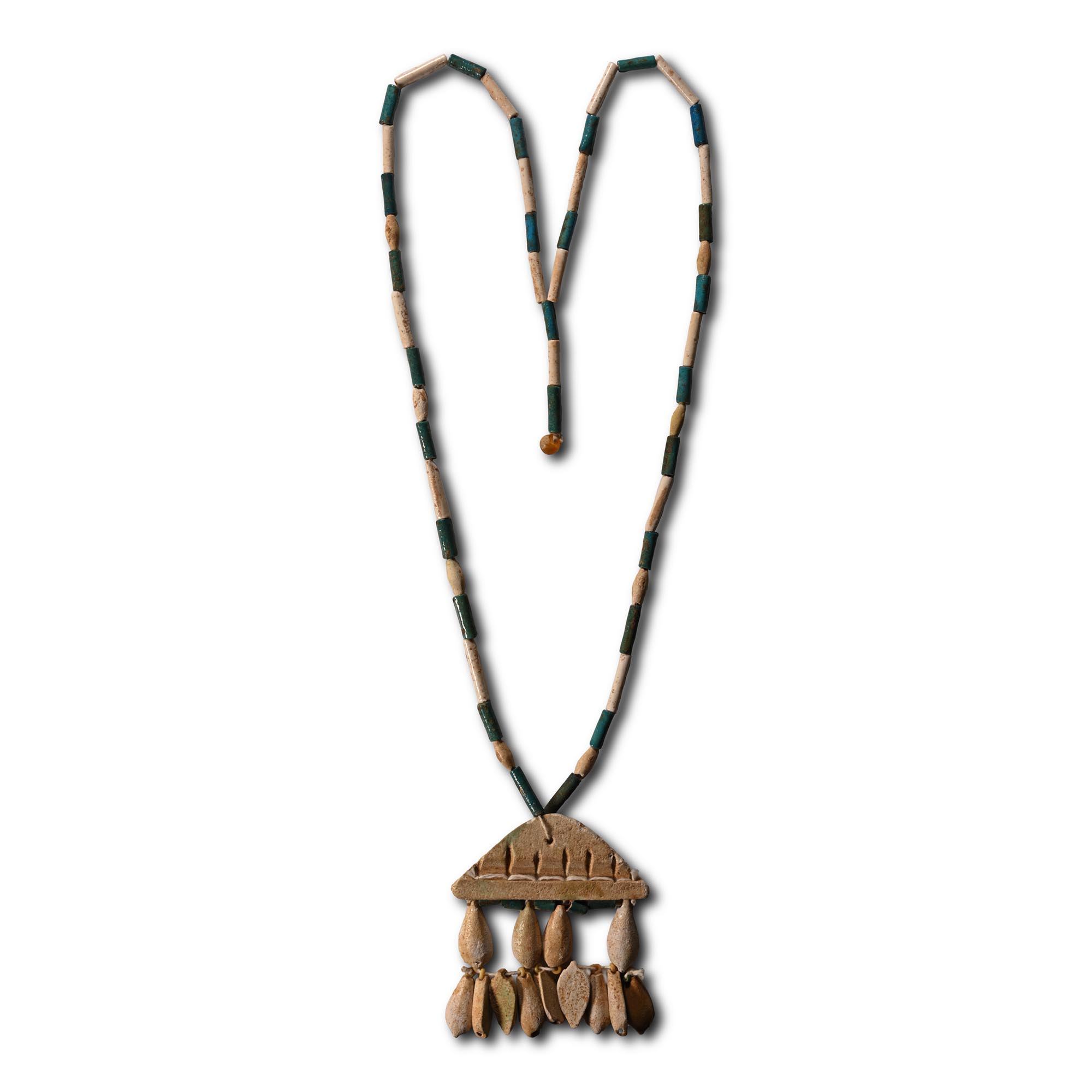 Egyptian Faience Necklace with Pendant
