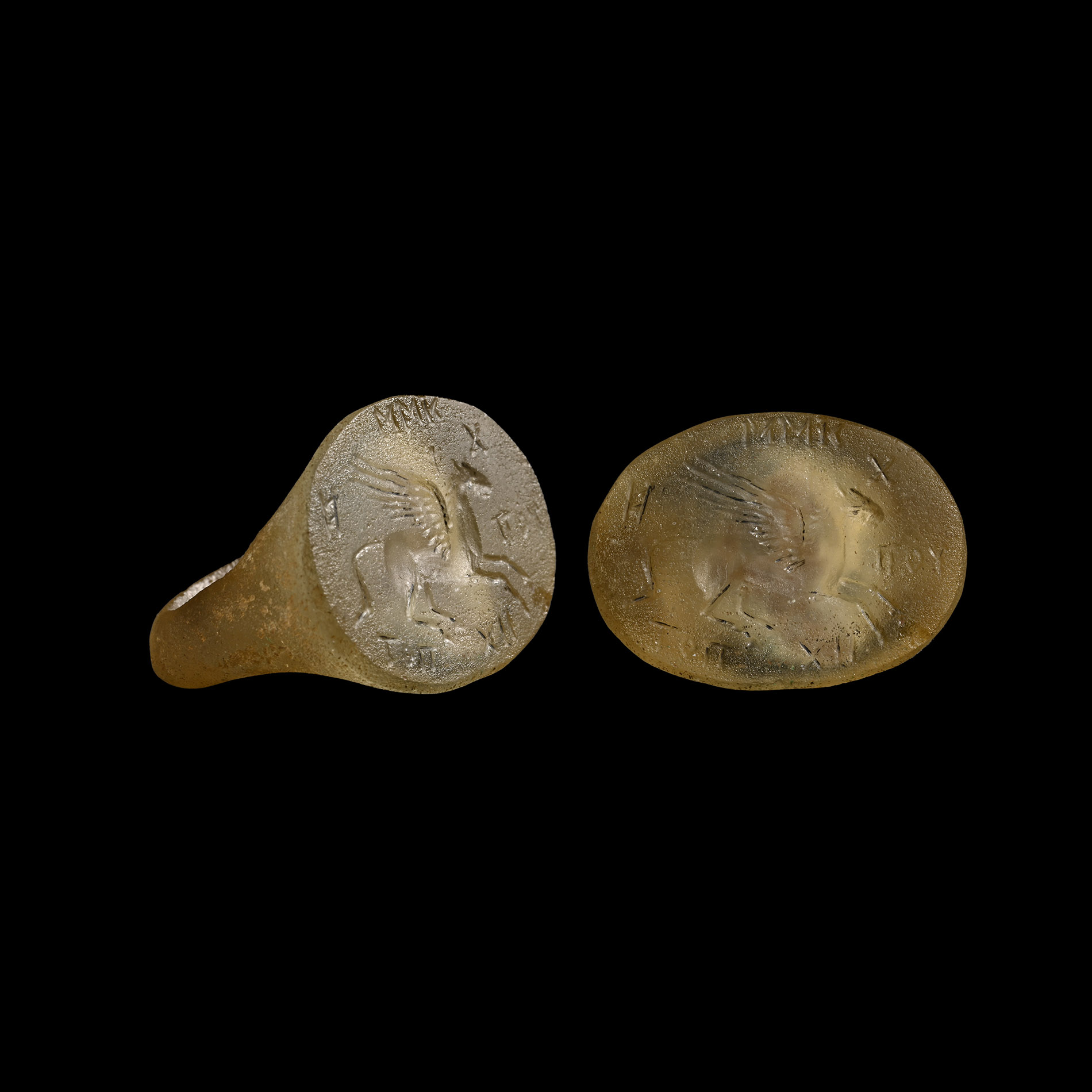 Greek Glass Ring with Pegasus