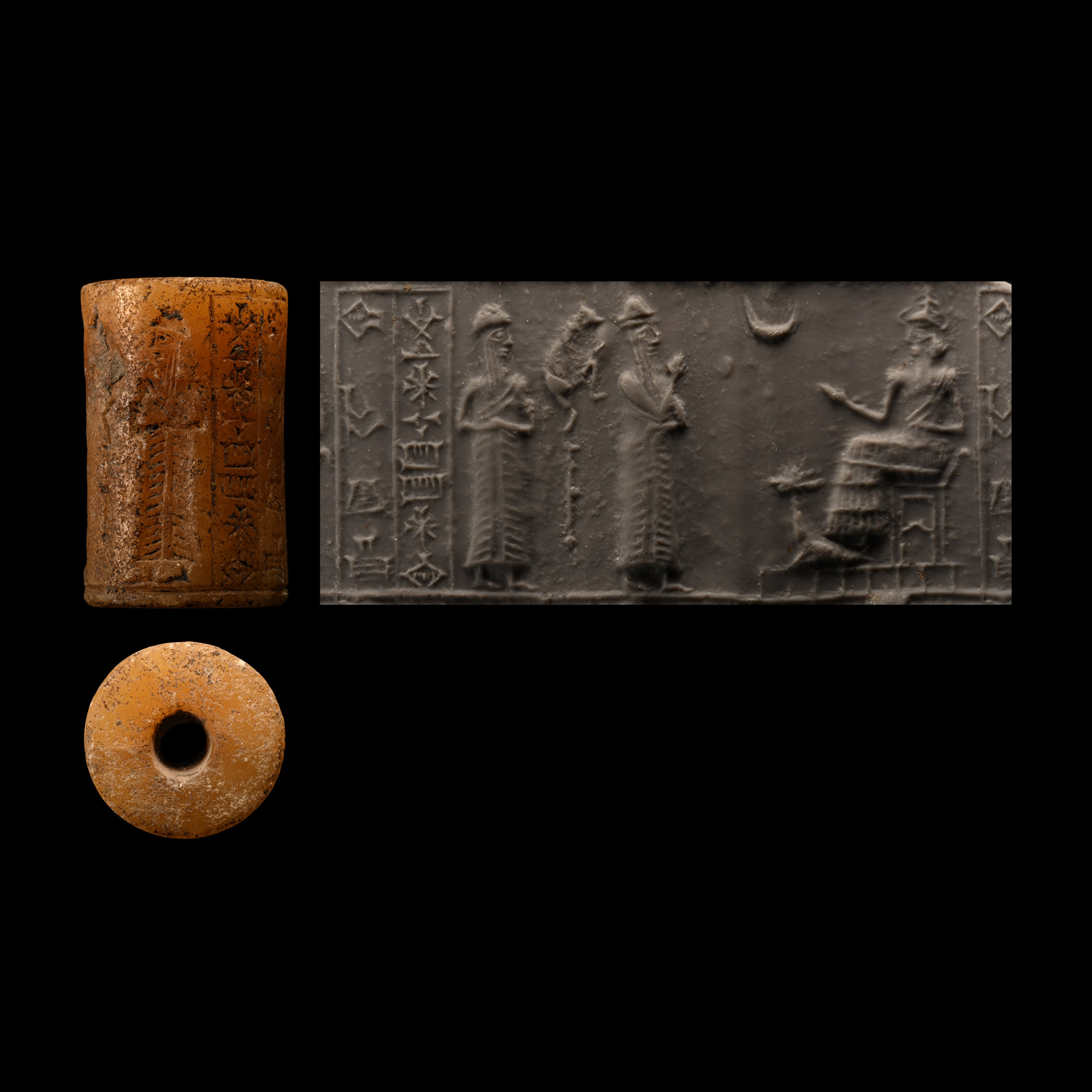 Akkadian Alabaster Cylinder Seal of Kiruzum (or Hurruzum), Servant of (the Goddess) Ninsianna