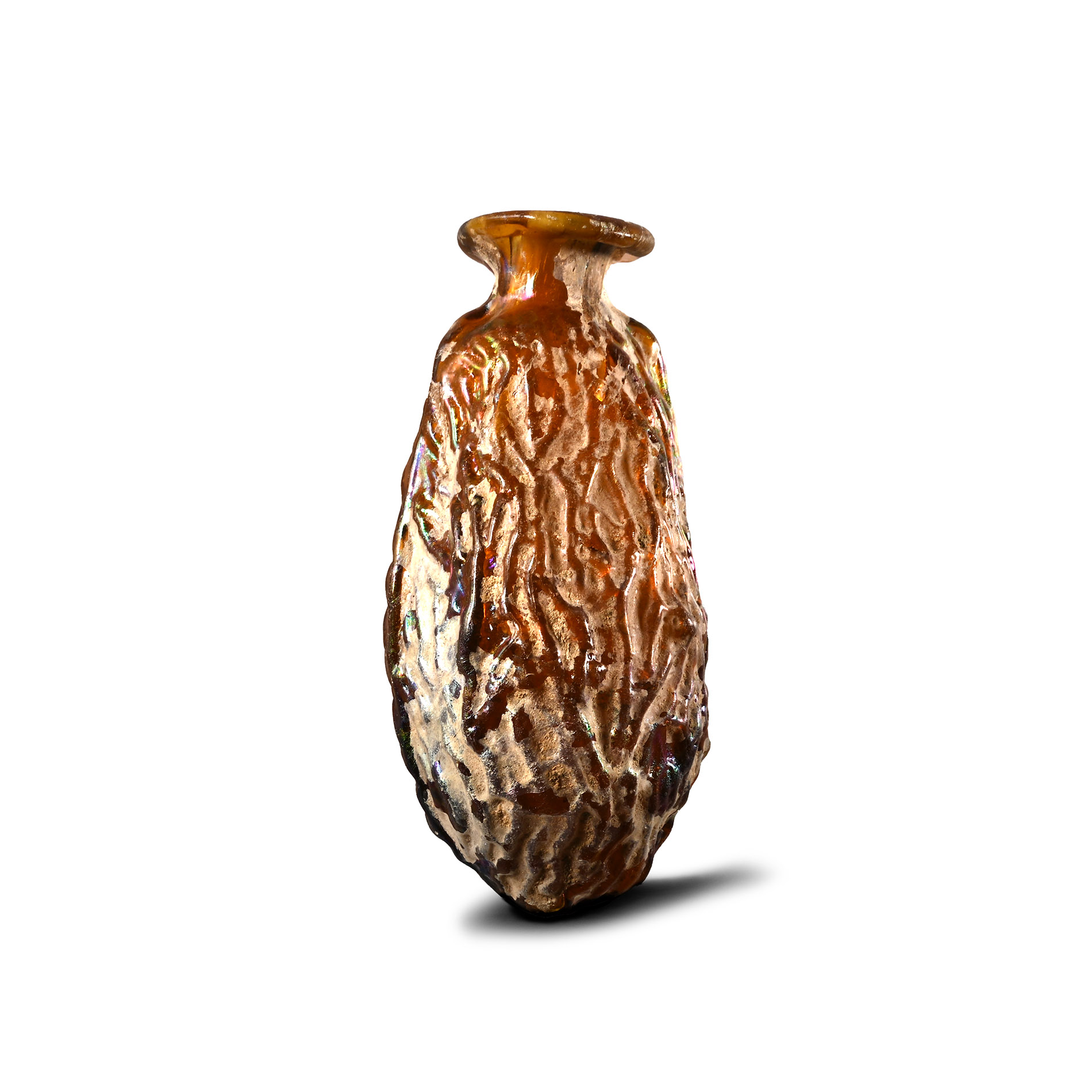 Roman Sidonian Mould-Blown Glass Flask in the Shape of a Date