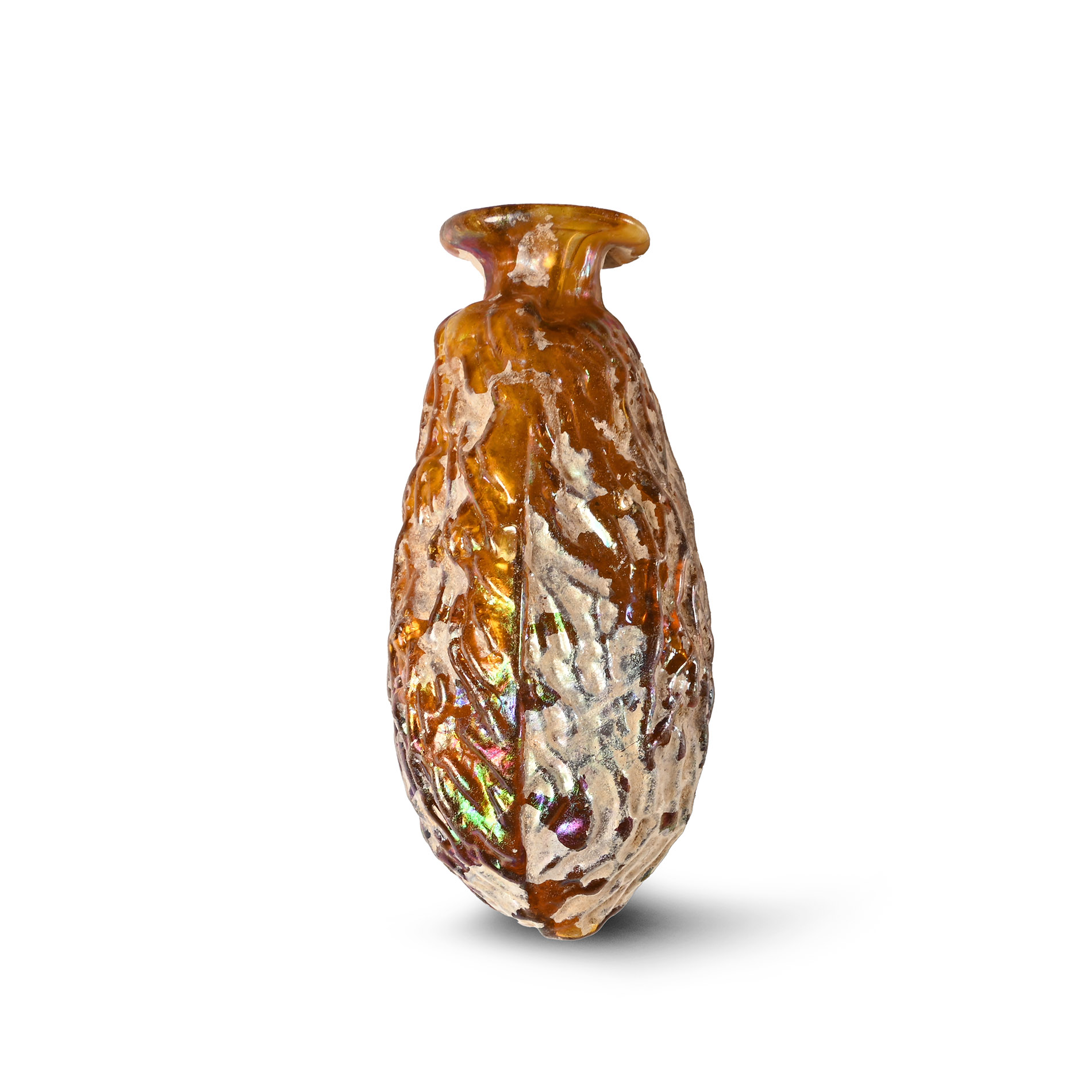 Roman Sidonian Mould-Blown Glass Flask in the Shape of a Date