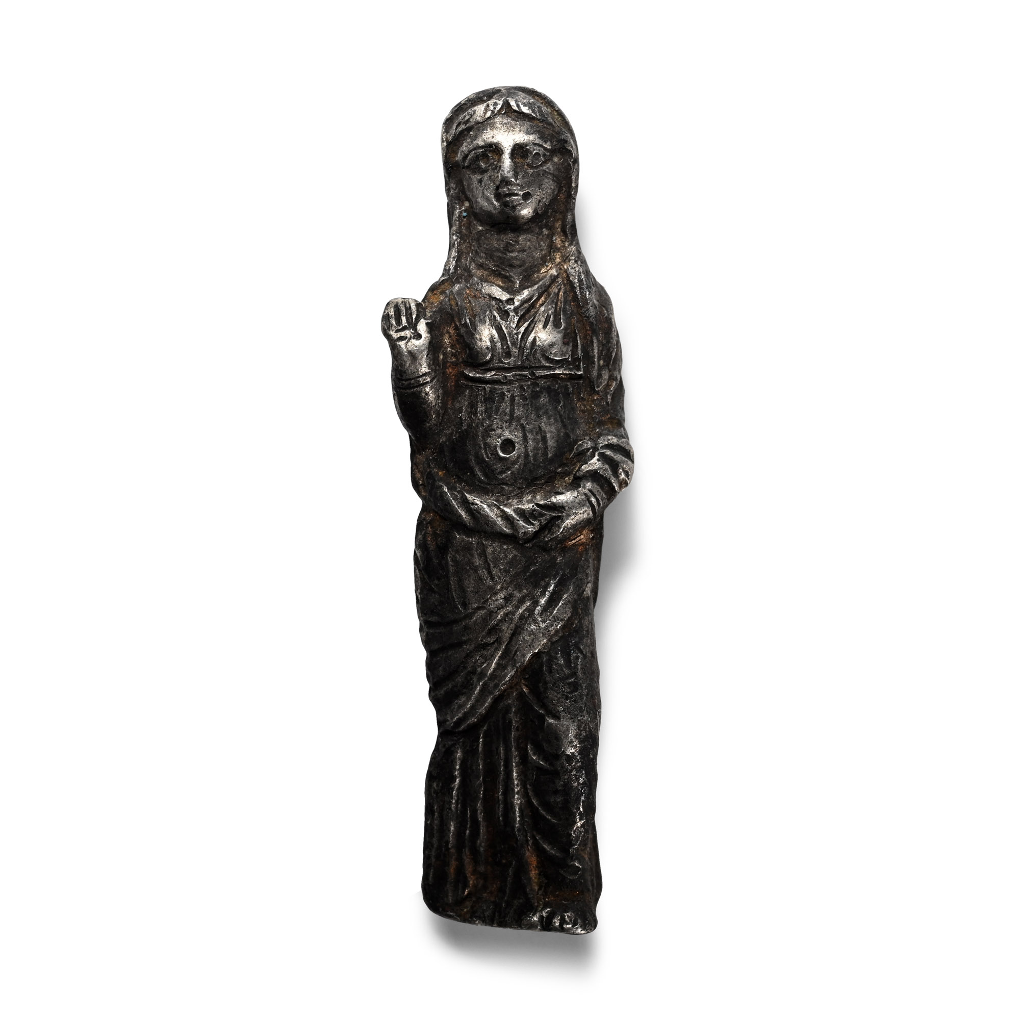 Roman Solid Silver Figure of a Goddess