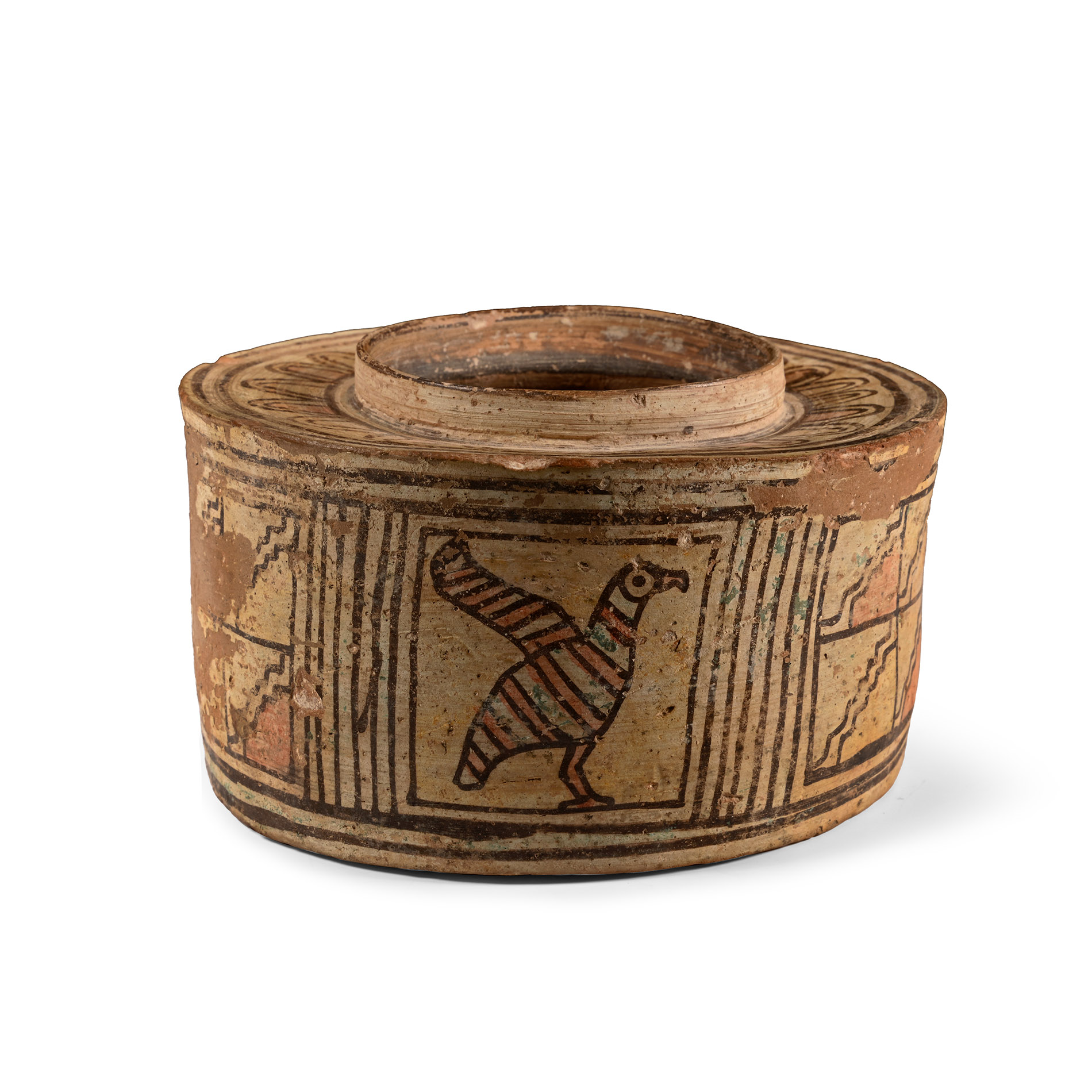 Indus Valley Terracotta Vessel with Birds and Geometric Designs
