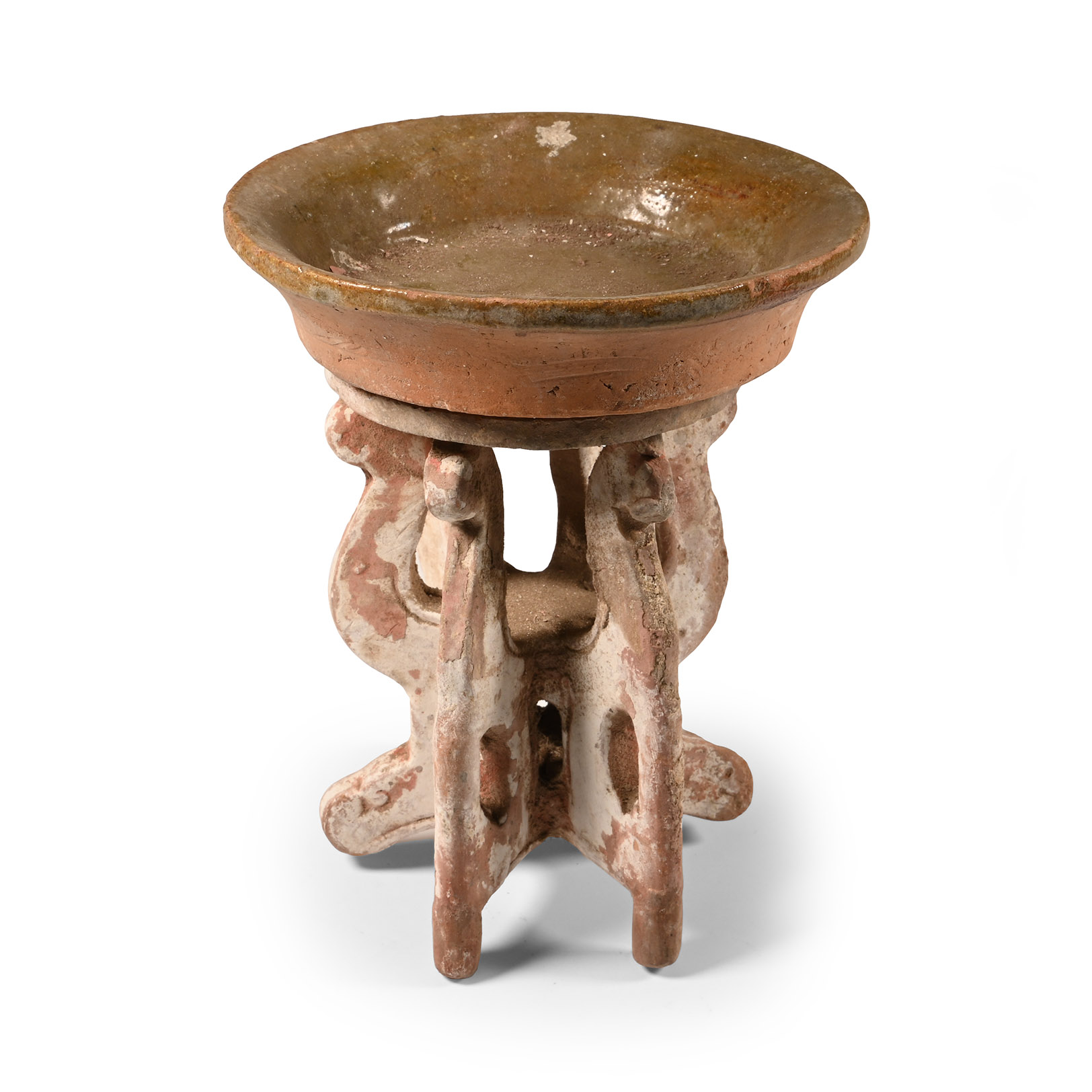 Chinese Ming Glazed Offering Bowl on Stand