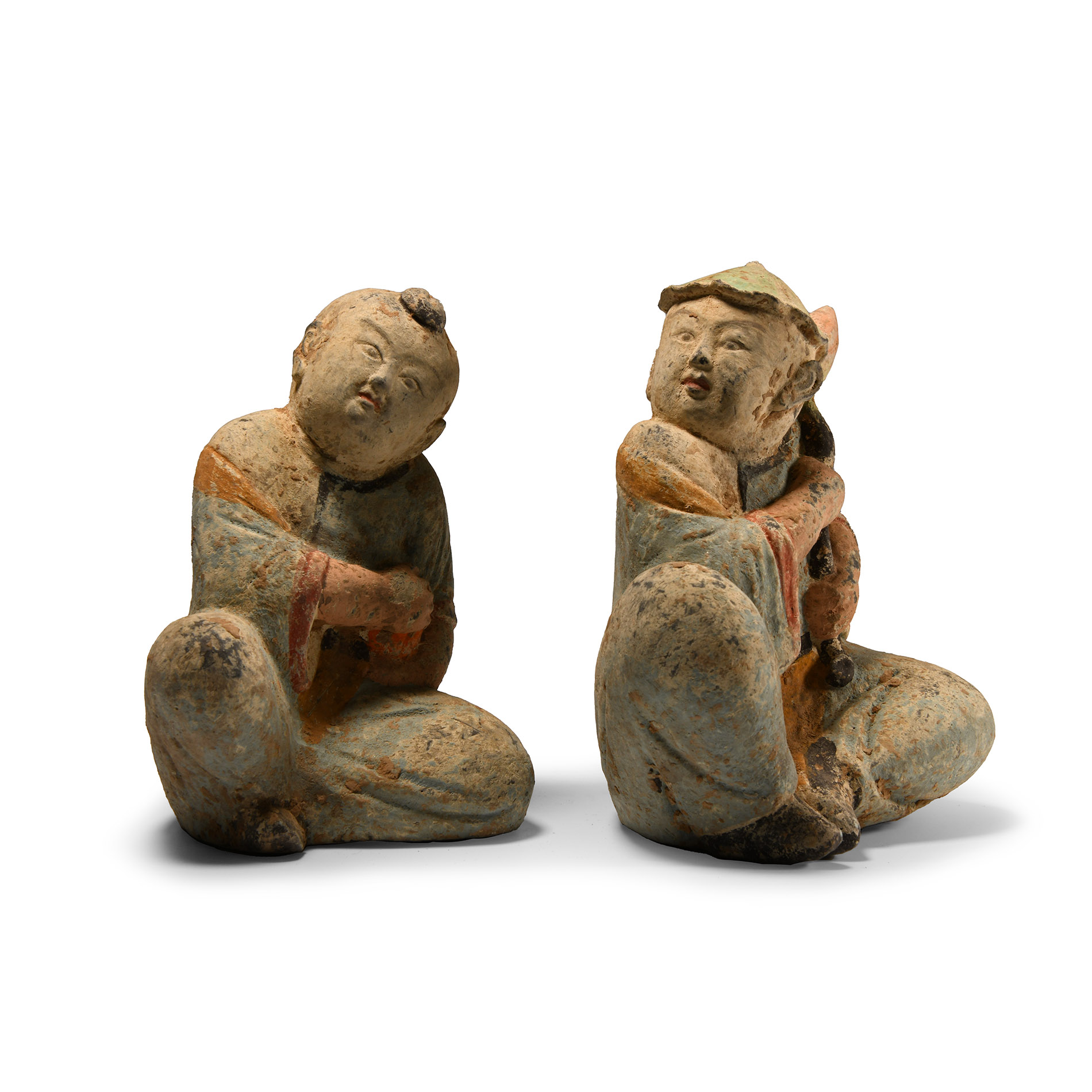 Chinese Tang Terracotta Pair of Boys