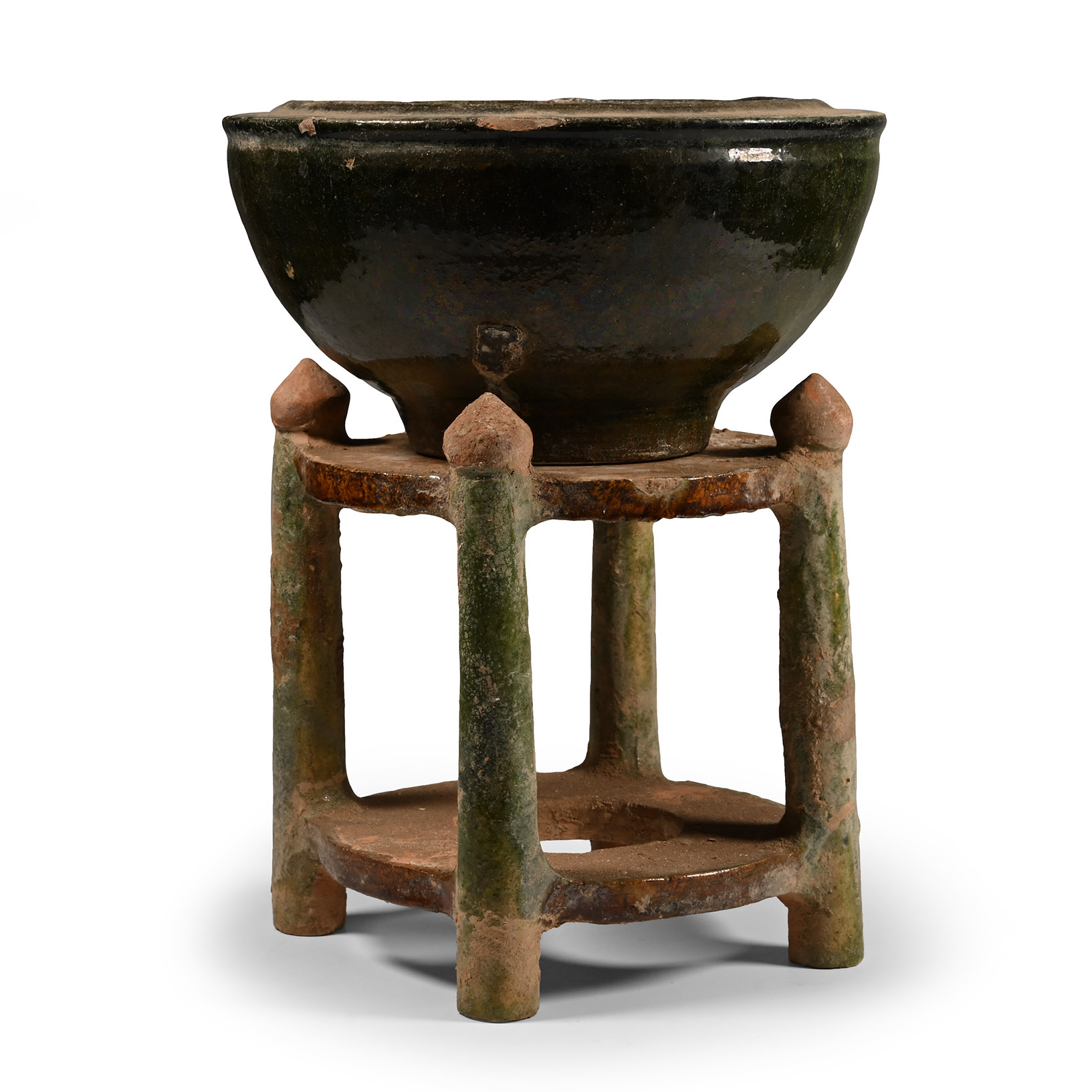 Chinese Ming Glazed Bowl on Stand