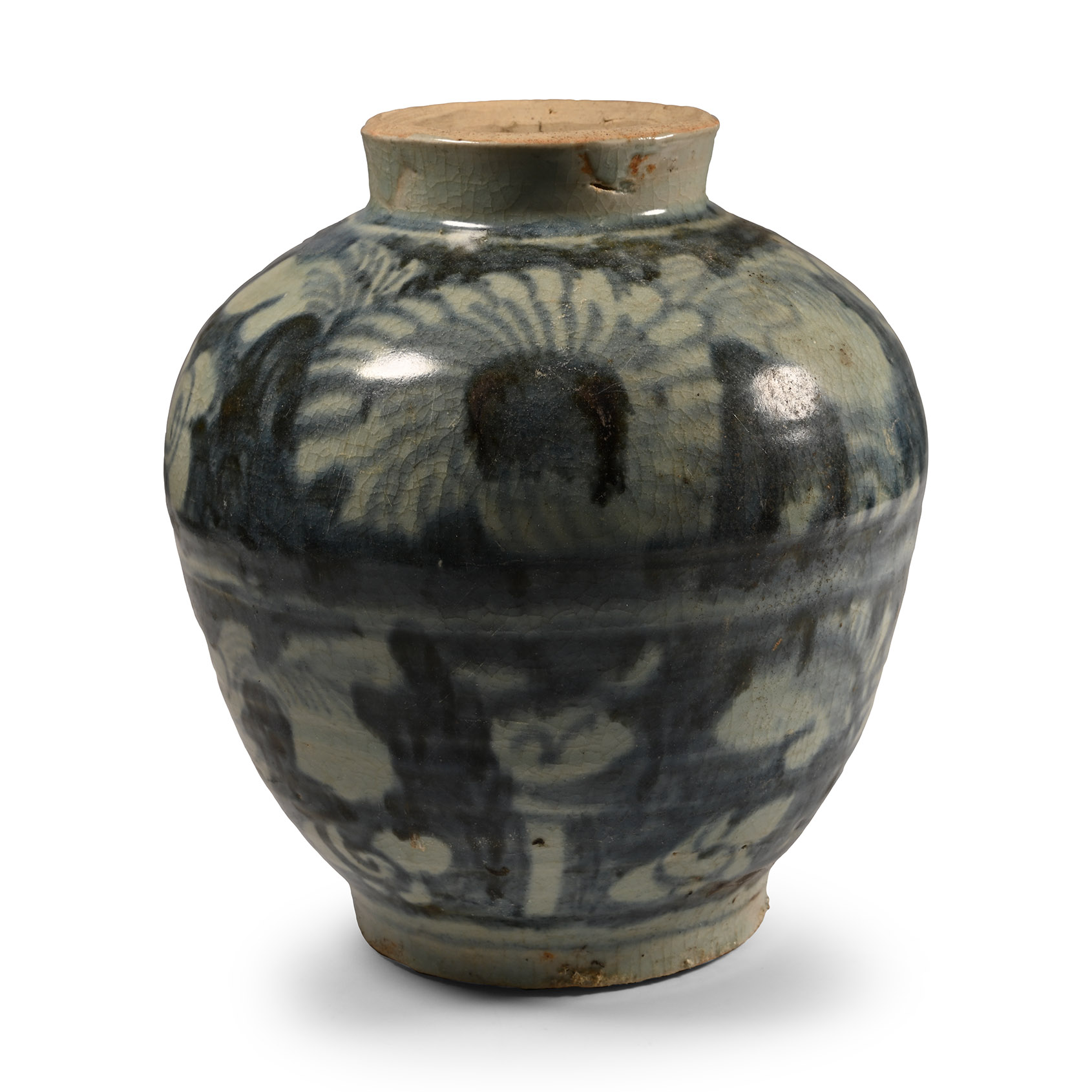 Chinese Provincial Chinese Glazed Blue and White Jar