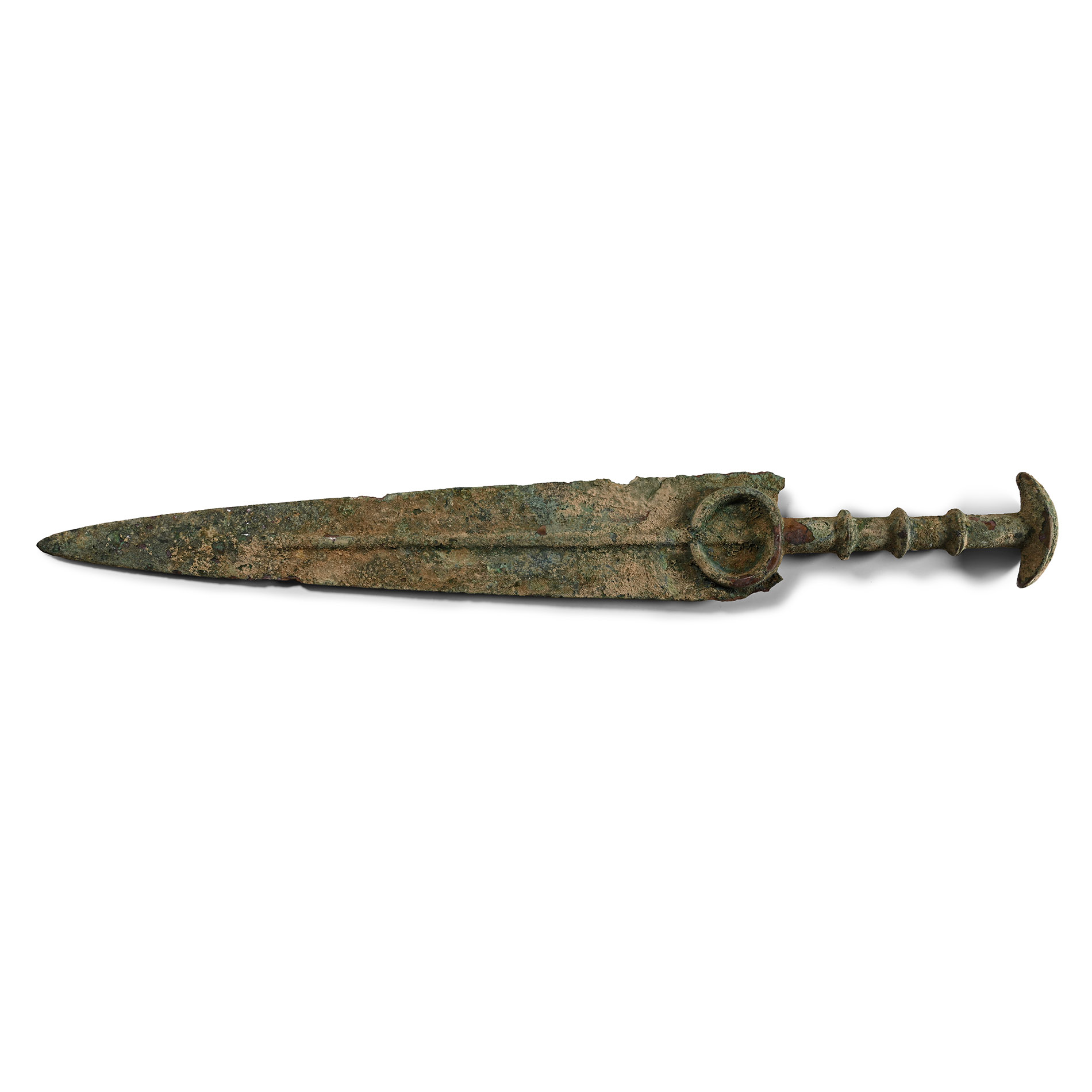 Luristan Bronze Short Sword with Integral Hilt with Crescent Pommel