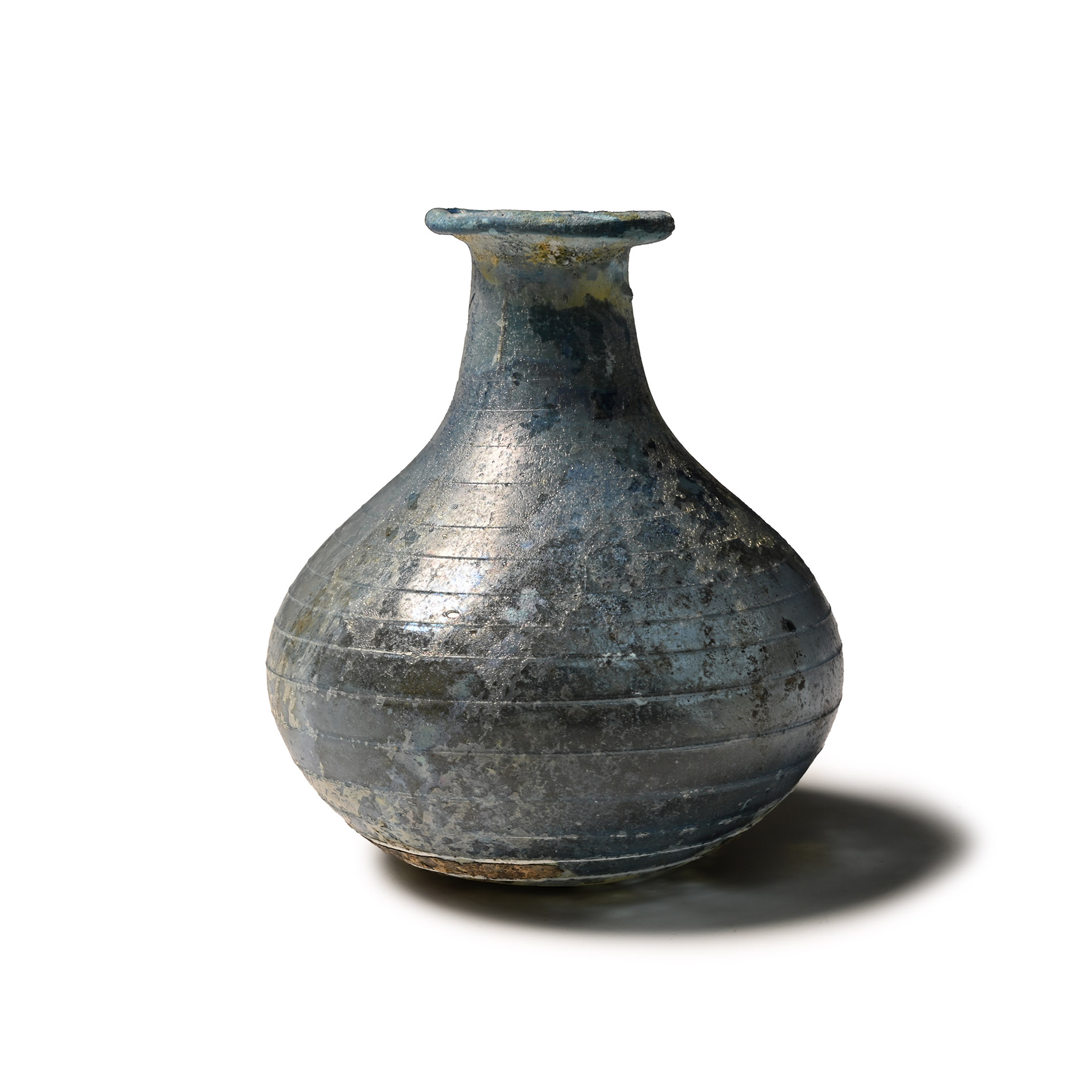Roman Blue Glass Flask with Trail